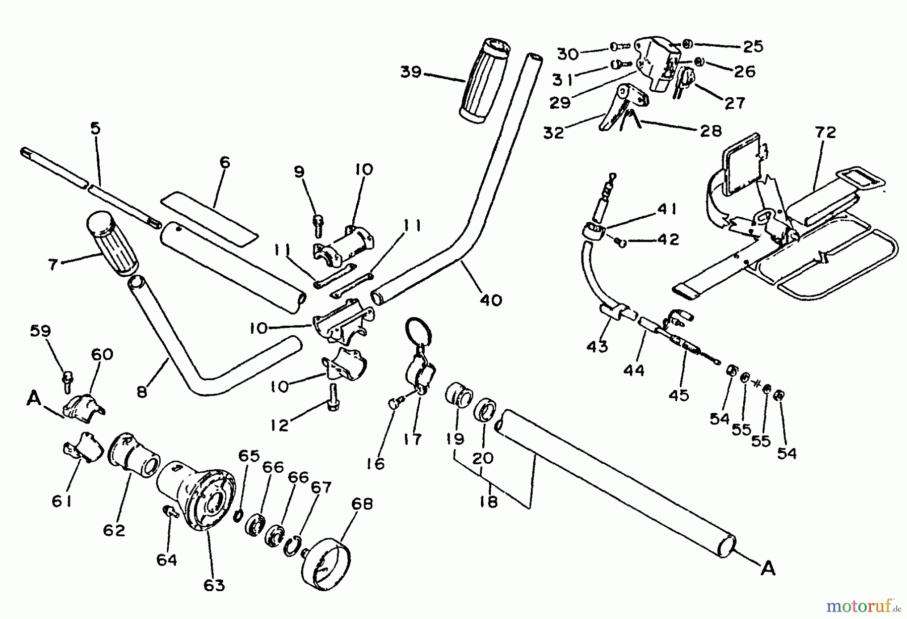 Echo Trimmer, Faden / Bürste SRM-3010 - Echo String Trimmer, S/N: 001001 - 021090 Driveshaft, Throttle, Stop Switch, Handles, Clutch Housing, Harness