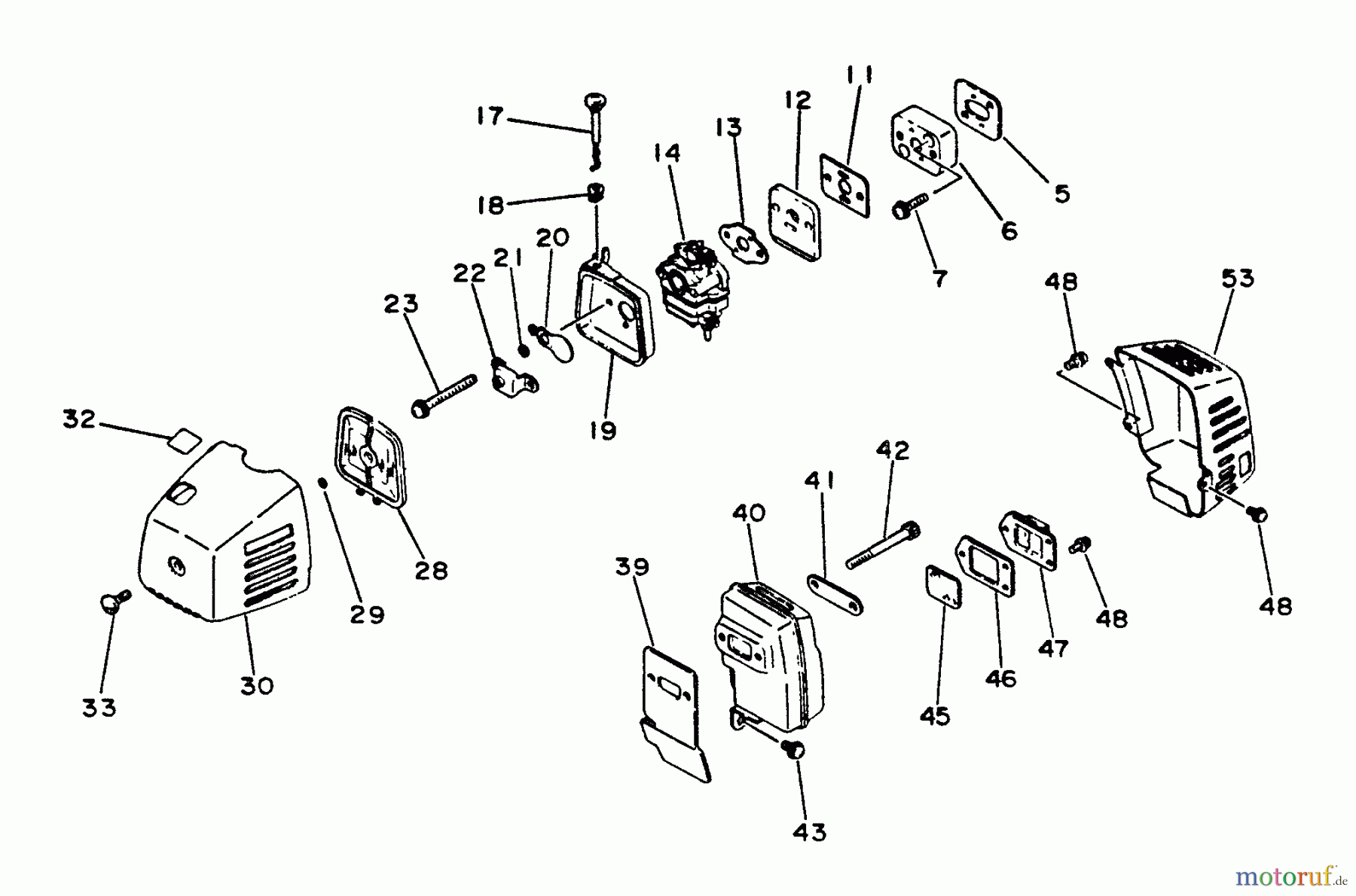Echo Trimmer, Faden / Bürste SRM-3010 - Echo String Trimmer, S/N: 001001 - 021090 Intake, Exhaust, Air Cleaner