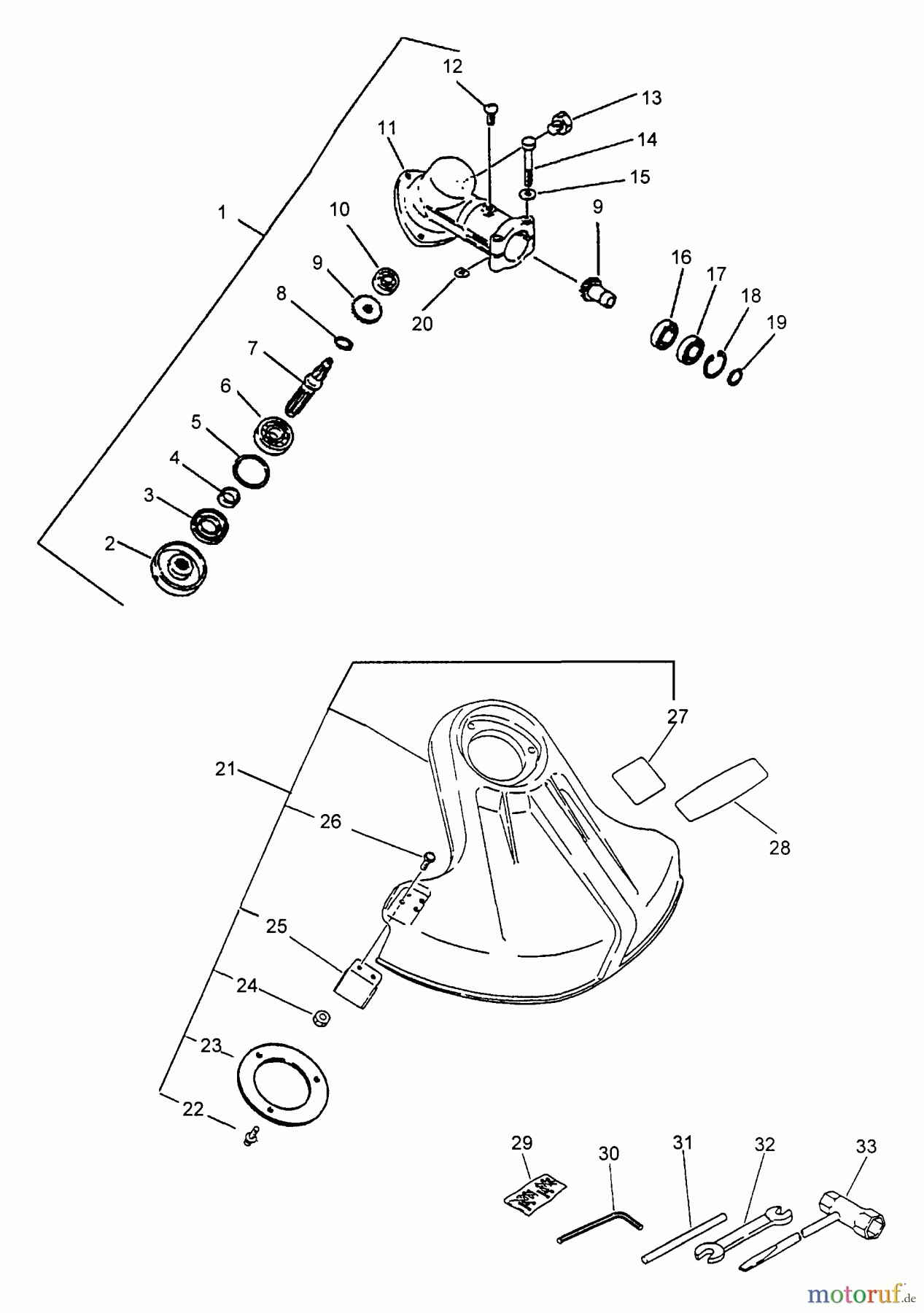 Echo Trimmer, Faden / Bürste SRM-3100 - Echo String Trimmer (Type 2E) Gear Case, Shield, Tools
