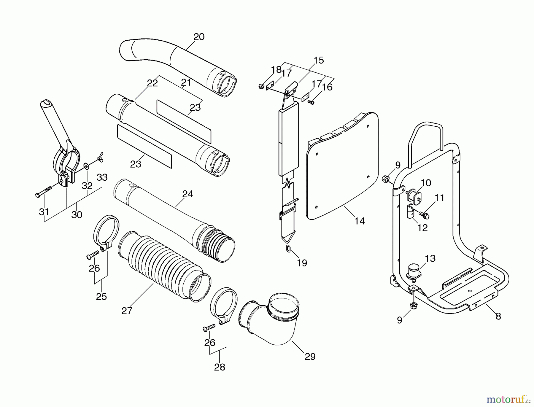 Echo Bläser / Sauger / Häcksler / Mulchgeräte PB-400E - Echo Back Pack Blower, Type 2E S/N 509501 - 999999 Harness, Blower Pipe