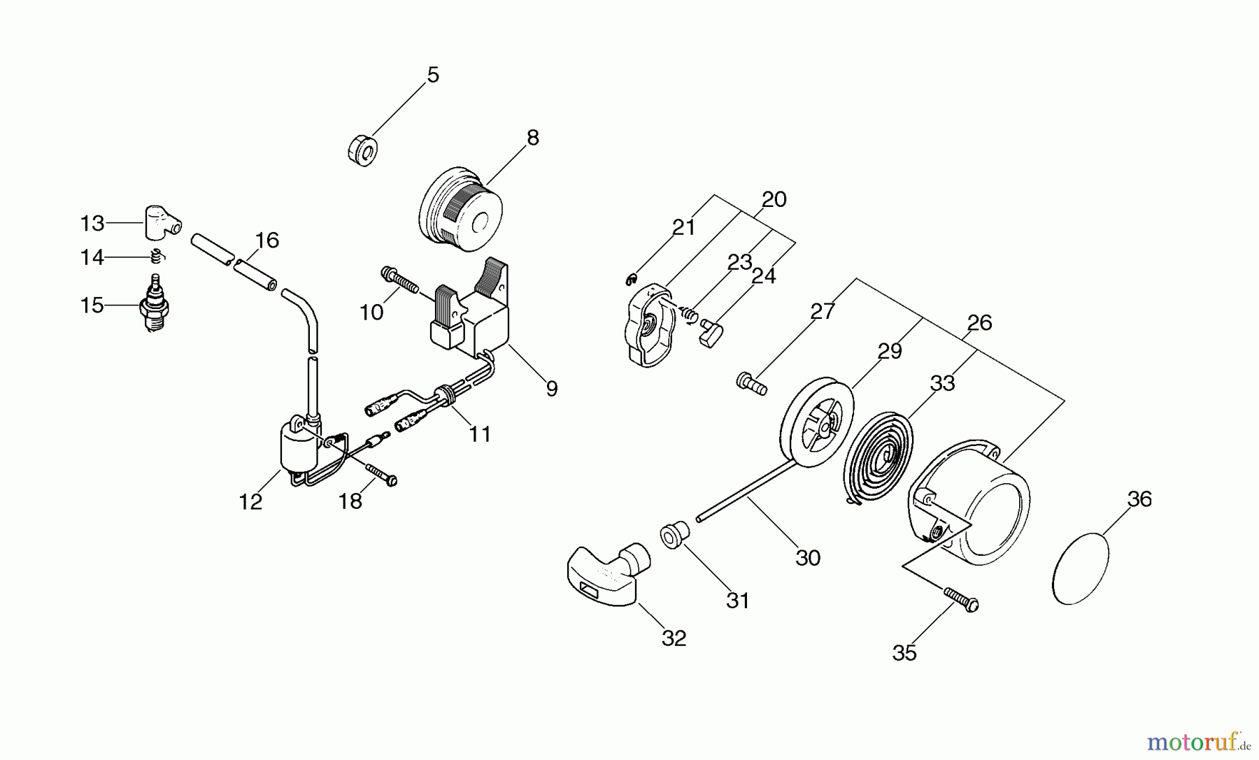 Echo Bläser / Sauger / Häcksler / Mulchgeräte	 PB-400E - Echo Back Pack Blower, Type 2E S/N 509501 - 999999 Starter, Magneto