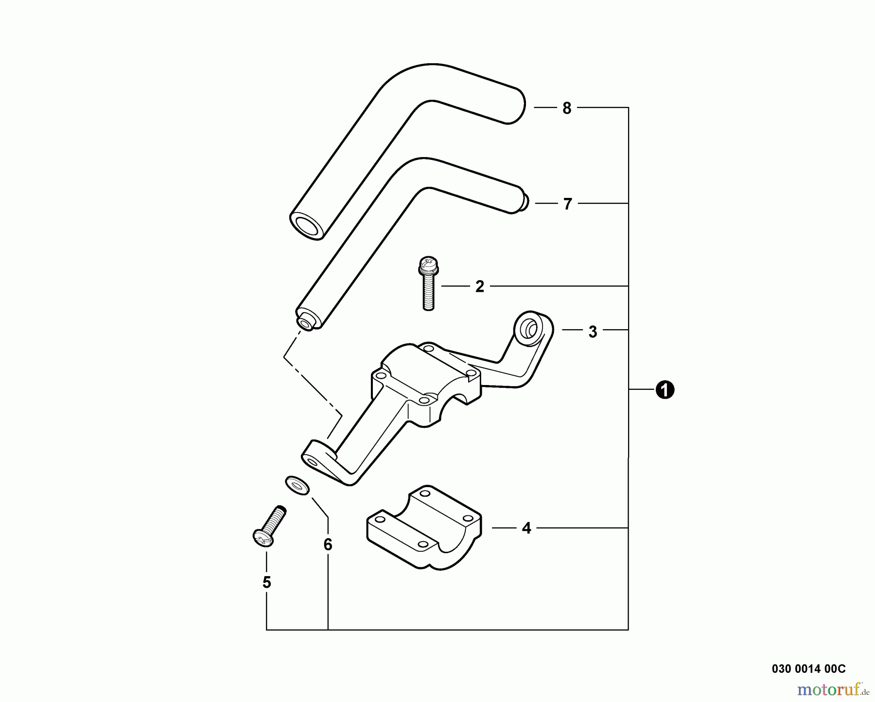 Echo Trimmer, Faden / Bürste SRM-261T - Echo String Trimmer, S/N:S81413001001 - S81413999999 Front Handle