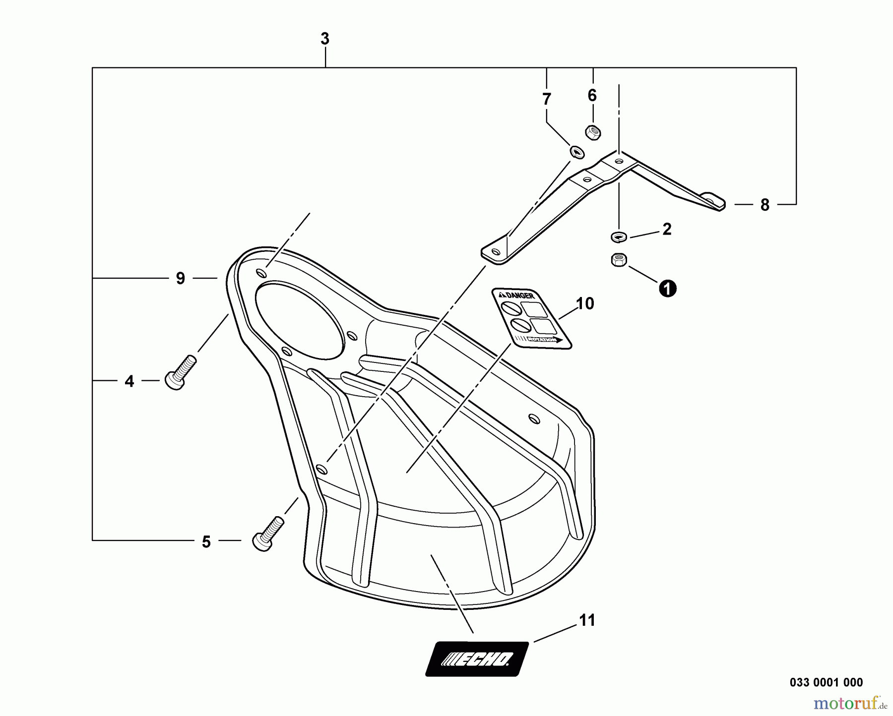 Echo Trimmer, Faden / Bürste SRM-260U - Echo String Trimmer/Brush Cutter, S/N:S67411001001 - S6741199999 Debris Shield - Metal