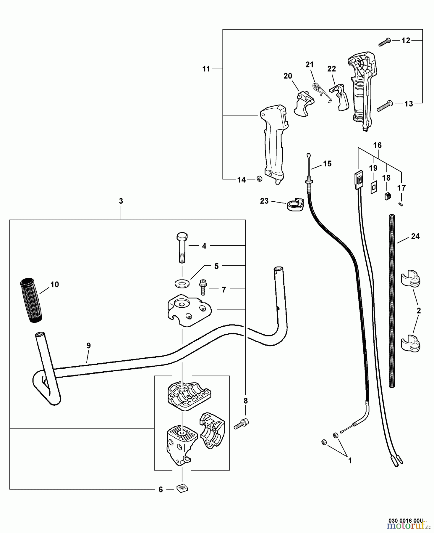 Echo Trimmer, Faden / Bürste SRM-311U - Echo String Trimmer/Brush Cutter, S/N:S82613001001 - S8261399999 Handles, Throttle Cable