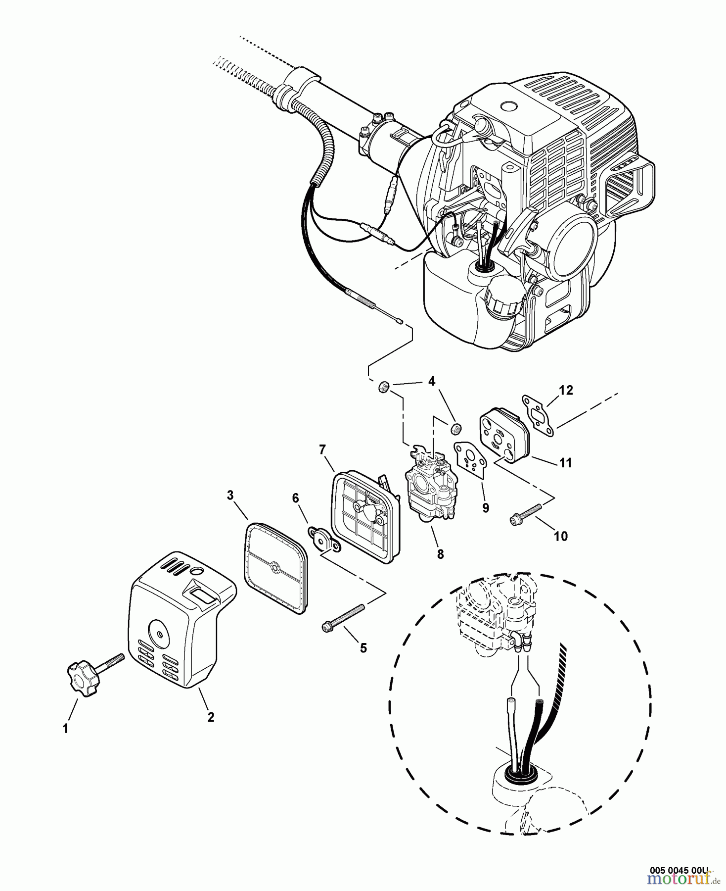 Echo Trimmer, Faden / Bürste SRM-311U - Echo String Trimmer/Brush Cutter, S/N:S75112001001 - S7511299999 Intake