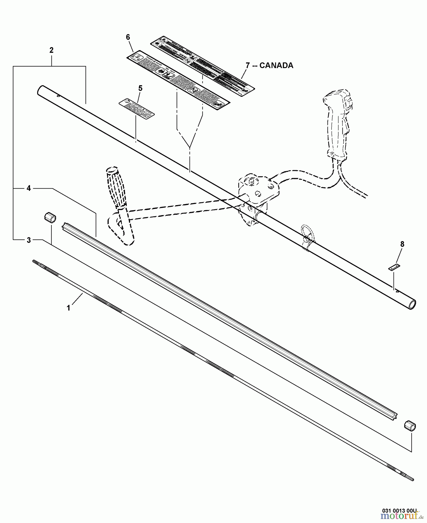 Echo Trimmer, Faden / Bürste SRM-311U - Echo String Trimmer/Brush Cutter, S/N:S82613001001 - S8261399999 Main Pipe Assembly, Driveshaft