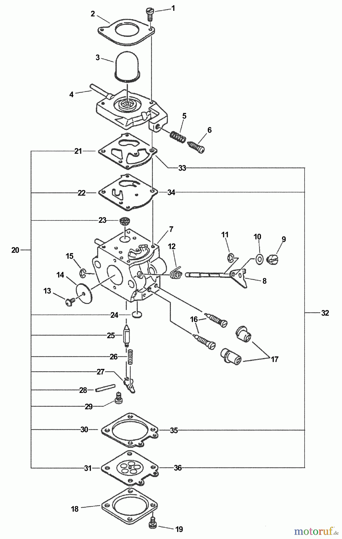Echo Trimmer, Faden / Bürste SRM-340 - Echo String Trimmer, S/N:03001001 - 03999999 Carburetor -- WT-418B
