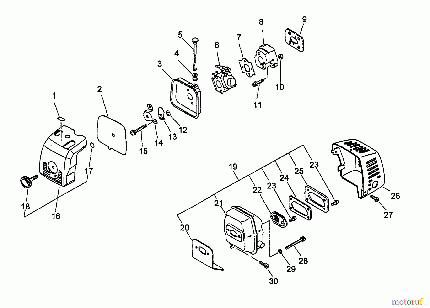Echo Trimmer, Faden / Bürste SRM-3400 - Echo String Trimmer (Type 1E) Intake, Exhaust, Air Cleaner