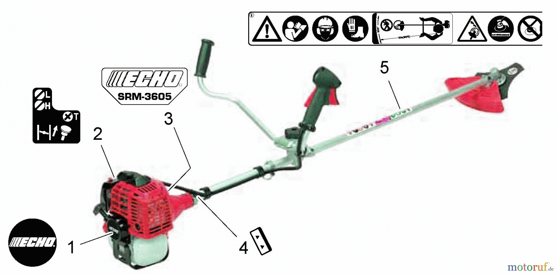 Echo Trimmer, Faden / Bürste SRM-3605U - Echo String Trimmer, S/N: 20001001 - 20999999 Labels, Tools #1