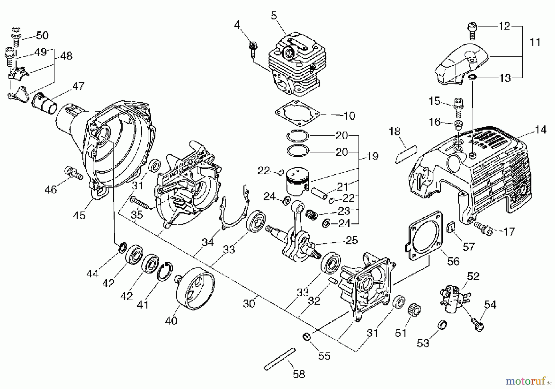  Echo Trimmer, Faden / Bürste SRM-360SL - Echo String Trimmer, S/N: S00836001001 - S00836999999 Cylinder, Crankcase, Piston, Fan Cover(Sr/Nr 36003114 and after)
