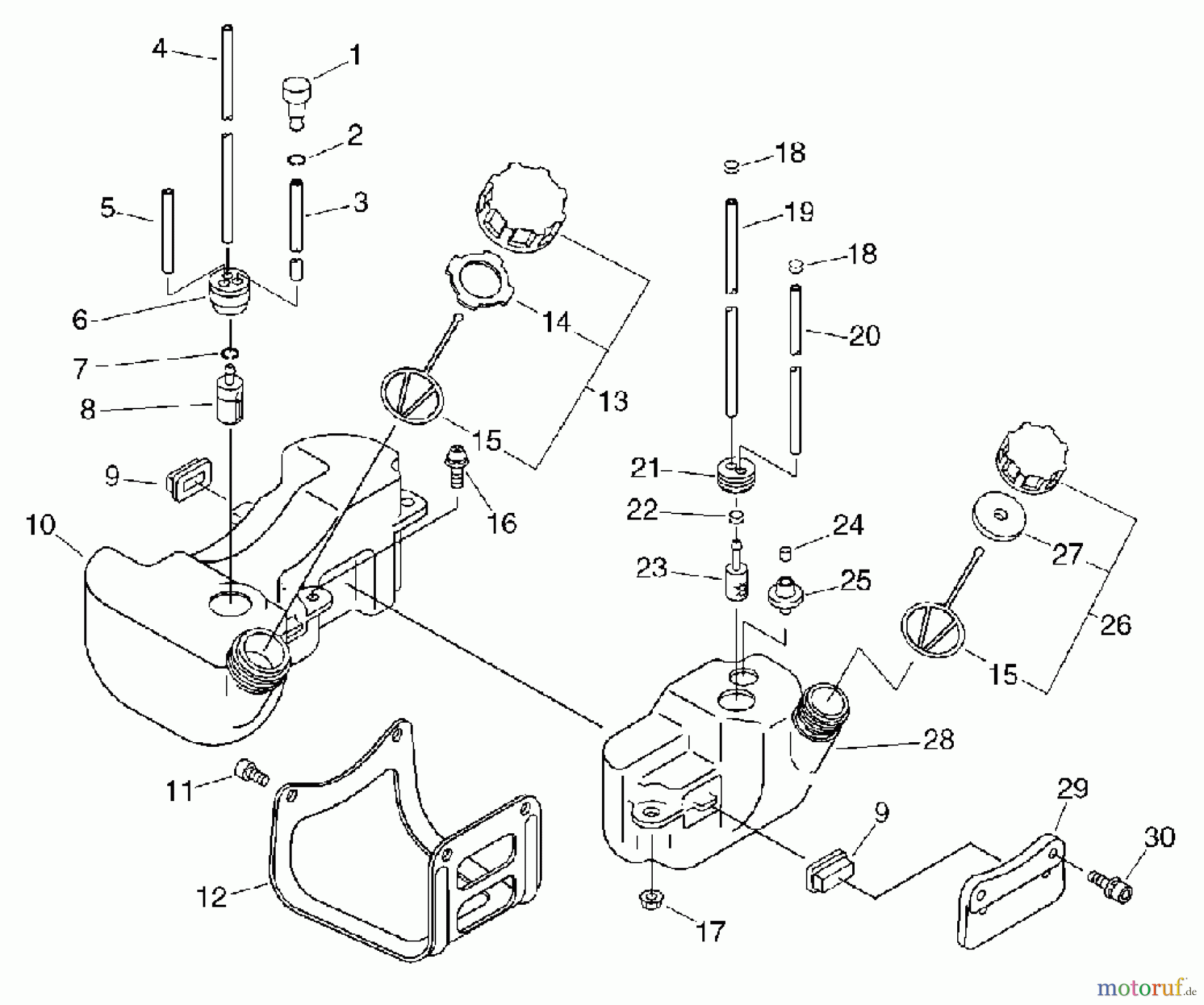 Echo Trimmer, Faden / Bürste SRM-360SL - Echo String Trimmer, S/N: S00836001001 - S00836999999 Fuel Tank(Sr/Nr 36003113 and before)