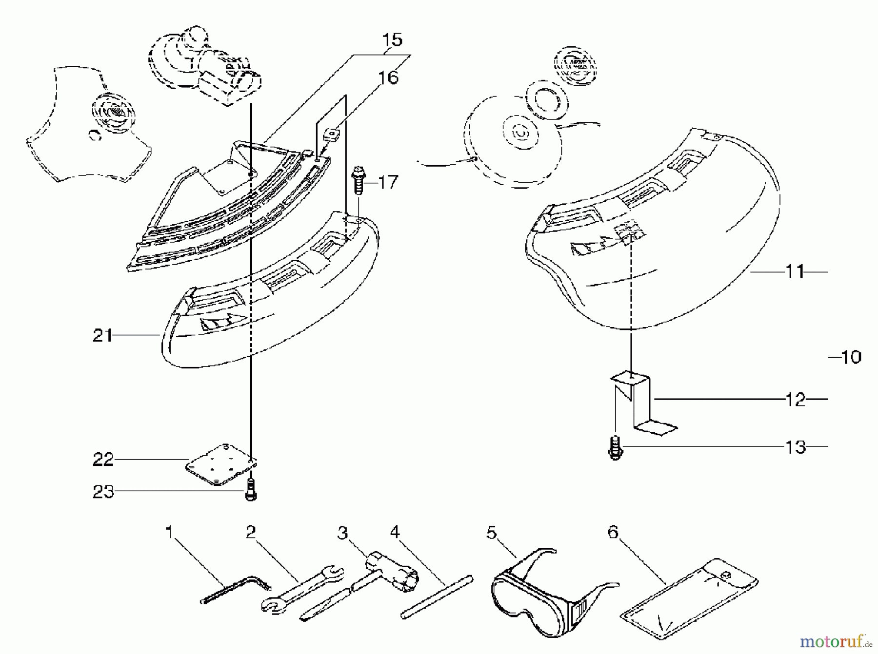 Echo Trimmer, Faden / Bürste SRM-360SL - Echo String Trimmer, S/N: S00836001001 - S00836999999 Shield(Drive Shaft Sr/Nr 36003114 and after), Tools
