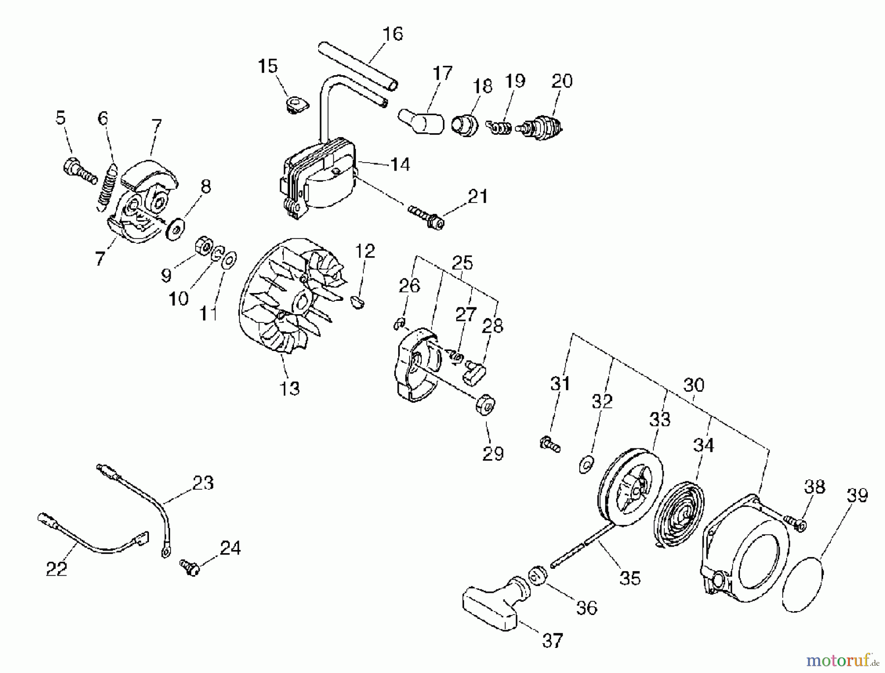  Echo Trimmer, Faden / Bürste SRM-360SL - Echo String Trimmer, S/N: S00836001001 - S00836999999 Starter, Magneto, Clutch(Sr/Nr 36003114 and after)