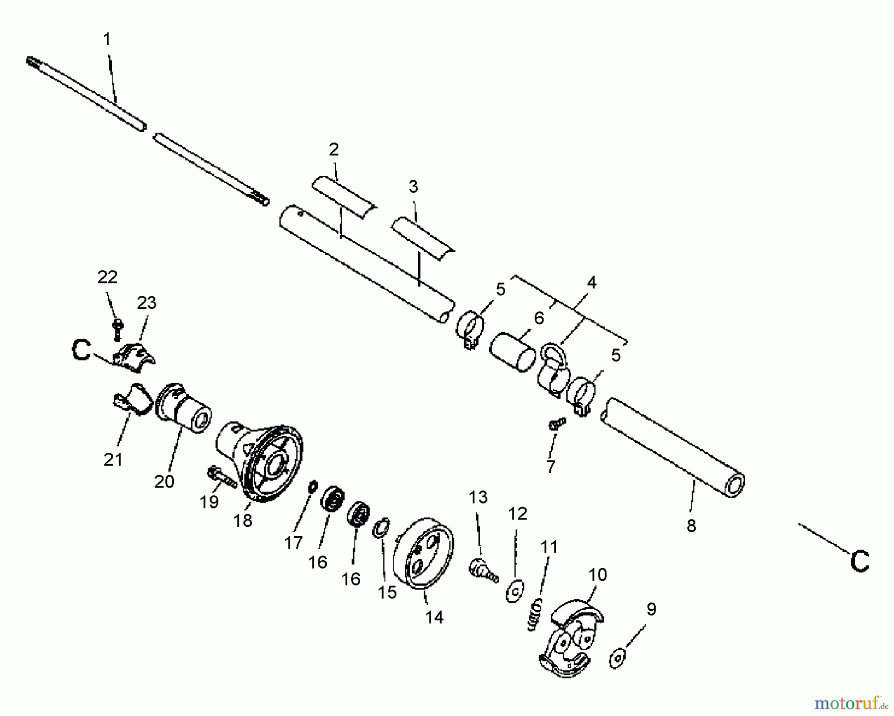  Echo Trimmer, Faden / Bürste SRM-3800 - Echo String Trimmer (Type 1E) Driveshaft, Clutch, Clutch Housing