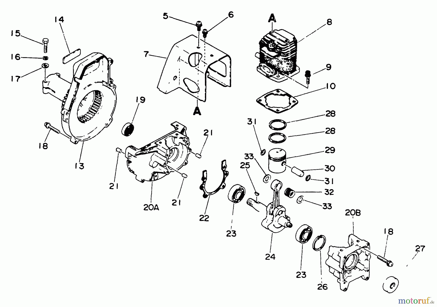 Echo Trimmer, Faden / Bürste SRM-400BE - Echo String Trimmer Engine, Crankcase, Fan Housing, Cover