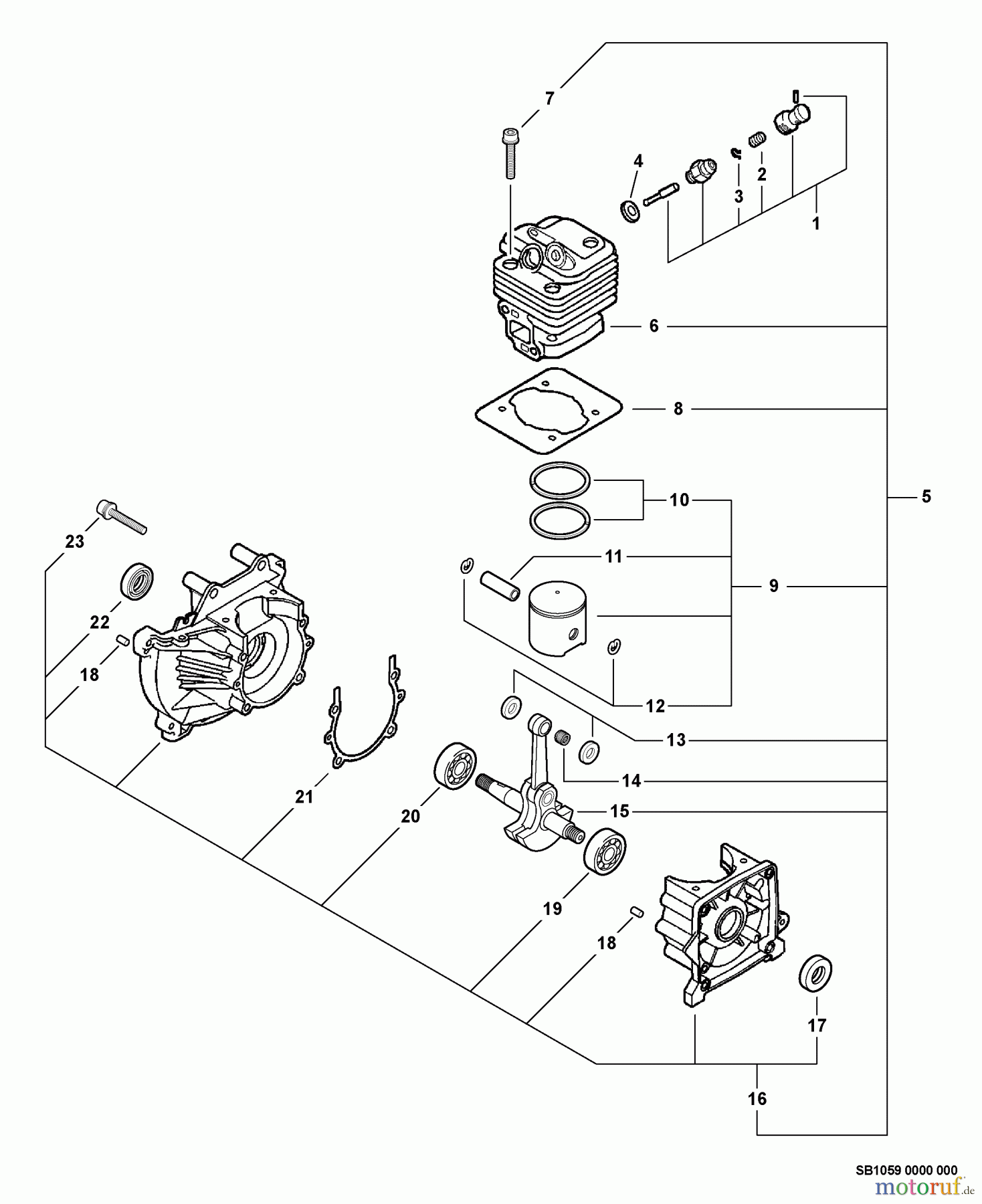 Echo Trimmer, Faden / Bürste SRM-400U - Echo String Trimmer/Brush Cutter, S/N:04001001 - 04001494 Engine, Short Block -- SB1059, Decompression Assembly