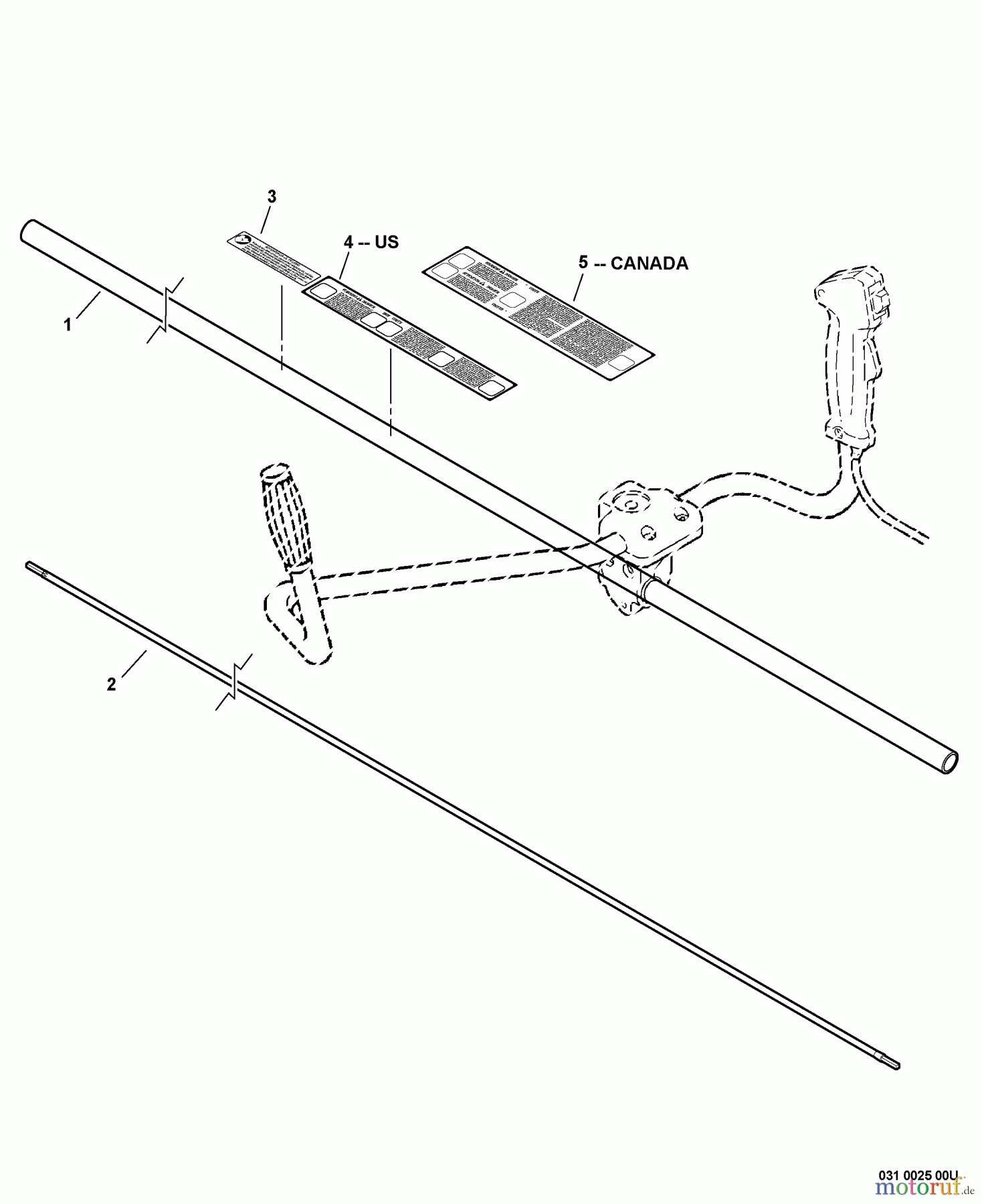Echo Trimmer, Faden / Bürste SRM-400U - Echo String Trimmer/Brush Cutter, S/N:03001001 - 03004773 Main Pipe, Solid Driveshaft