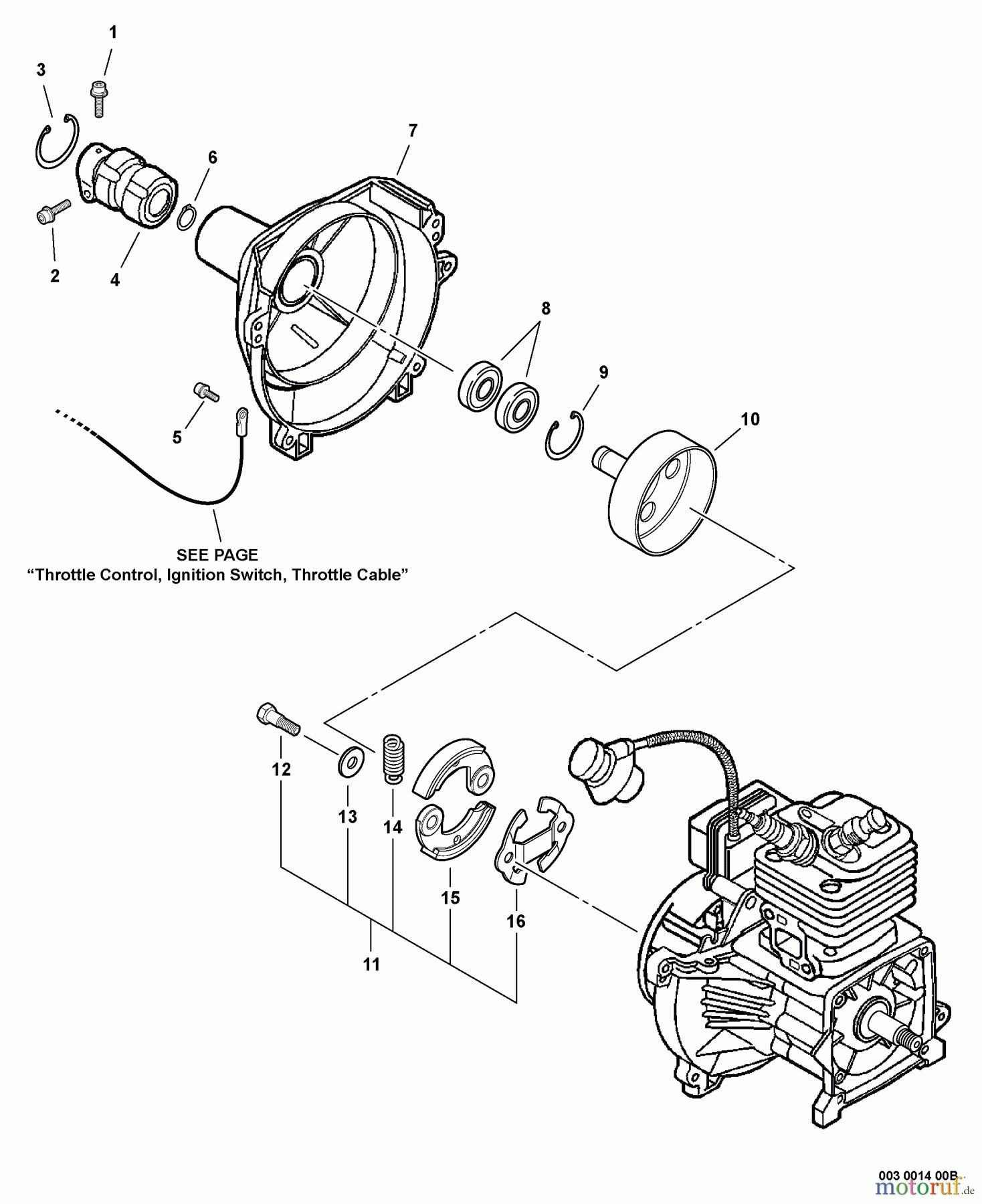 Echo Trimmer, Faden / Bürste SRM-410U - Echo String Trimmer/Brush Cutter, S/N:S05704001001 - S0570499999 Fan Cover, Clutch S/N: S05704001001 - S05704001084
