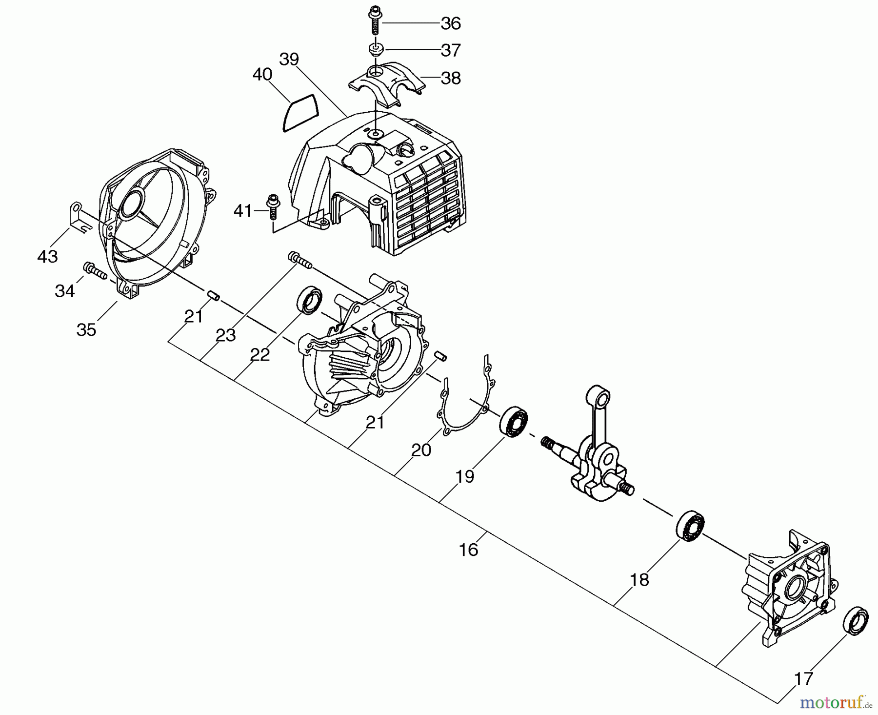 Echo Trimmer, Faden / Bürste SRM-4300F - Echo String Trimmer/Brush Cutter, S/N: S51220001001 - S51220999999 Crankcase, Engine Cover