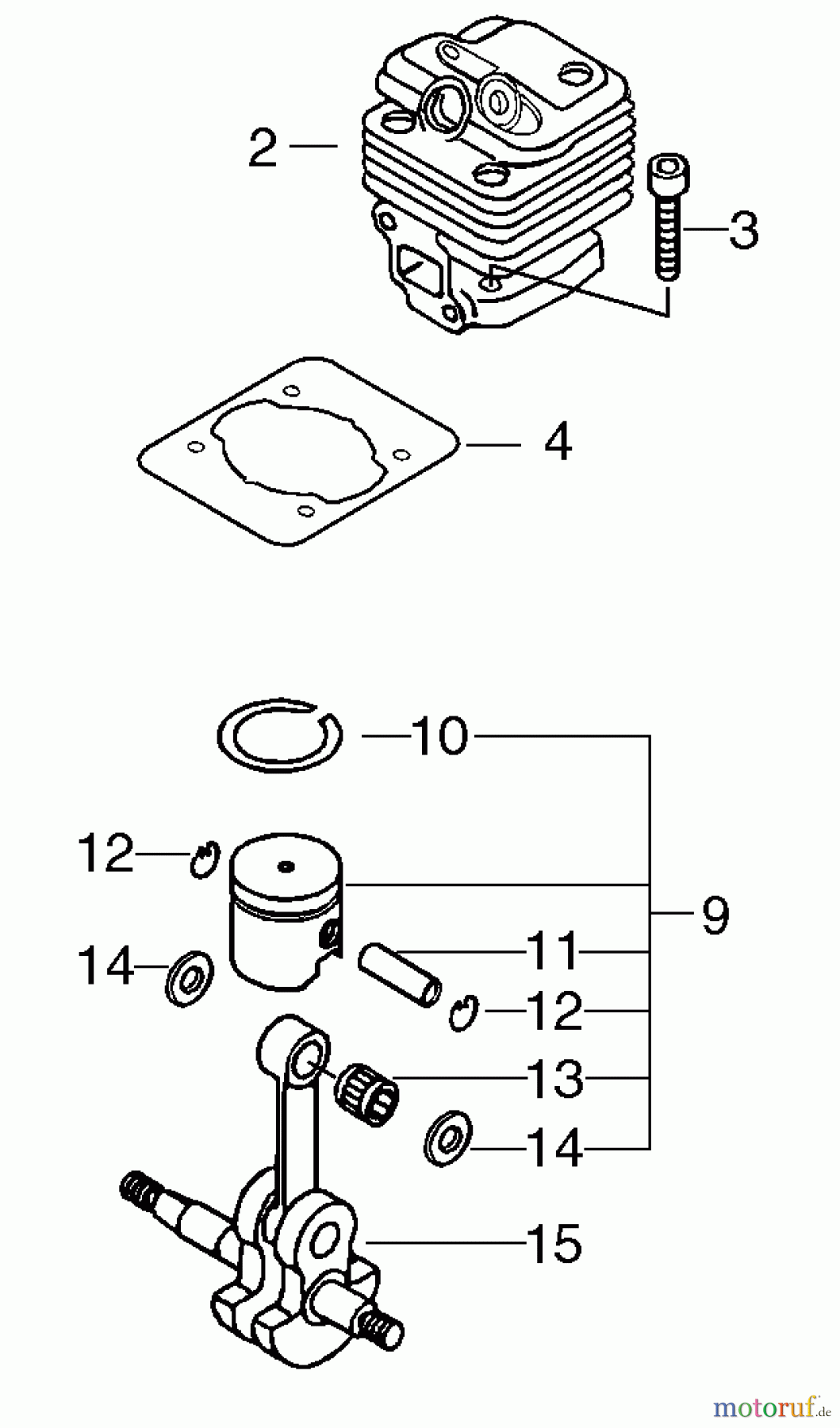 Echo Trimmer, Faden / Bürste SRM-4300F - Echo String Trimmer/Brush Cutter, S/N: S51220001001 - S51220999999 Cylinder, Piston