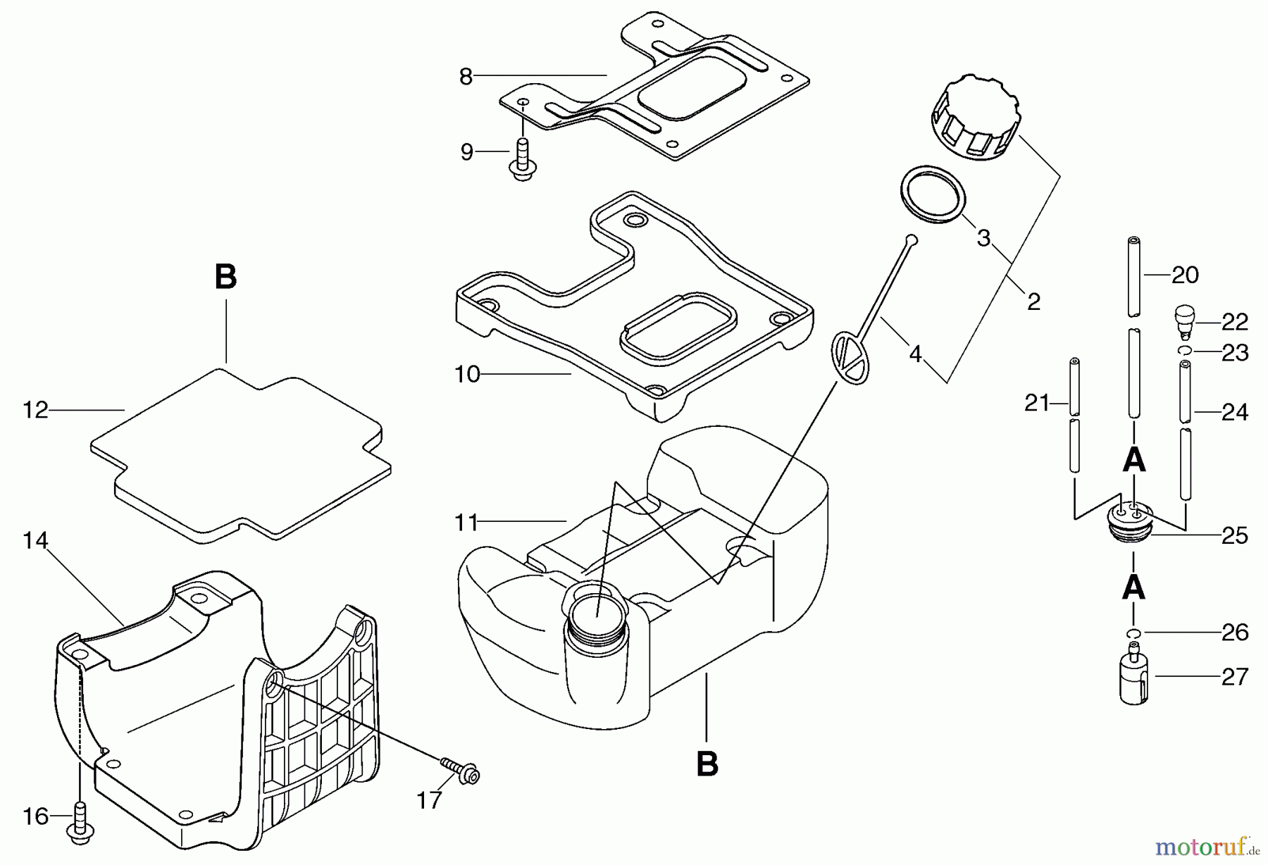 Echo Trimmer, Faden / Bürste SRM-4300F - Echo String Trimmer/Brush Cutter, S/N: S51220001001 - S51220999999 Fuel System