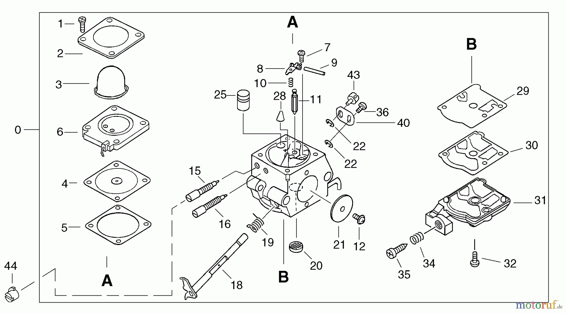 Echo Trimmer, Faden / Bürste SRM-4300R - Echo String Trimmer/Brush Cutter, S/N: S51220001001 - S51220999999 Carburetor