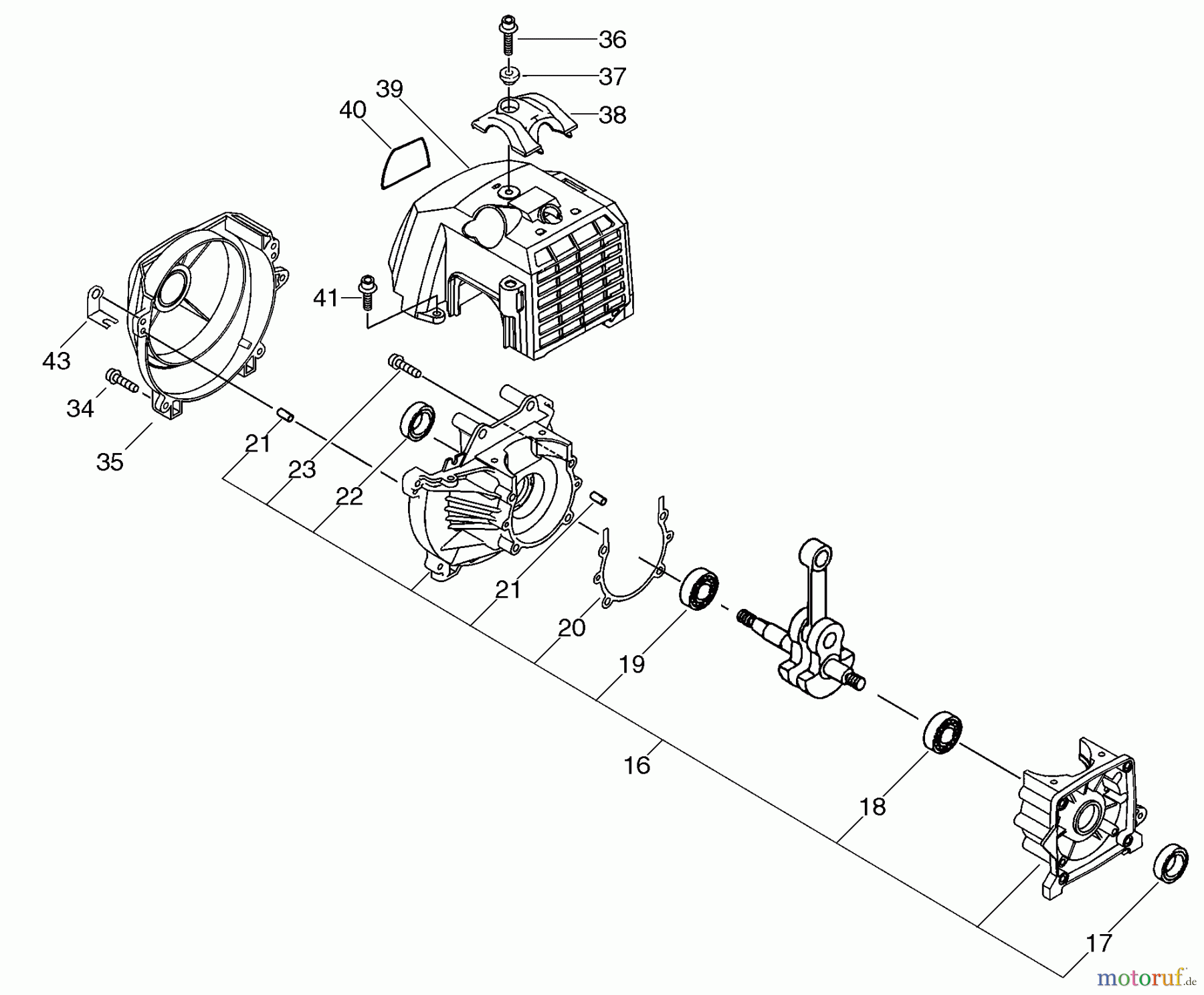 Echo Trimmer, Faden / Bürste SRM-4300R - Echo String Trimmer/Brush Cutter, S/N: S51220001001 - S51220999999 Crankcase, Engine Cover