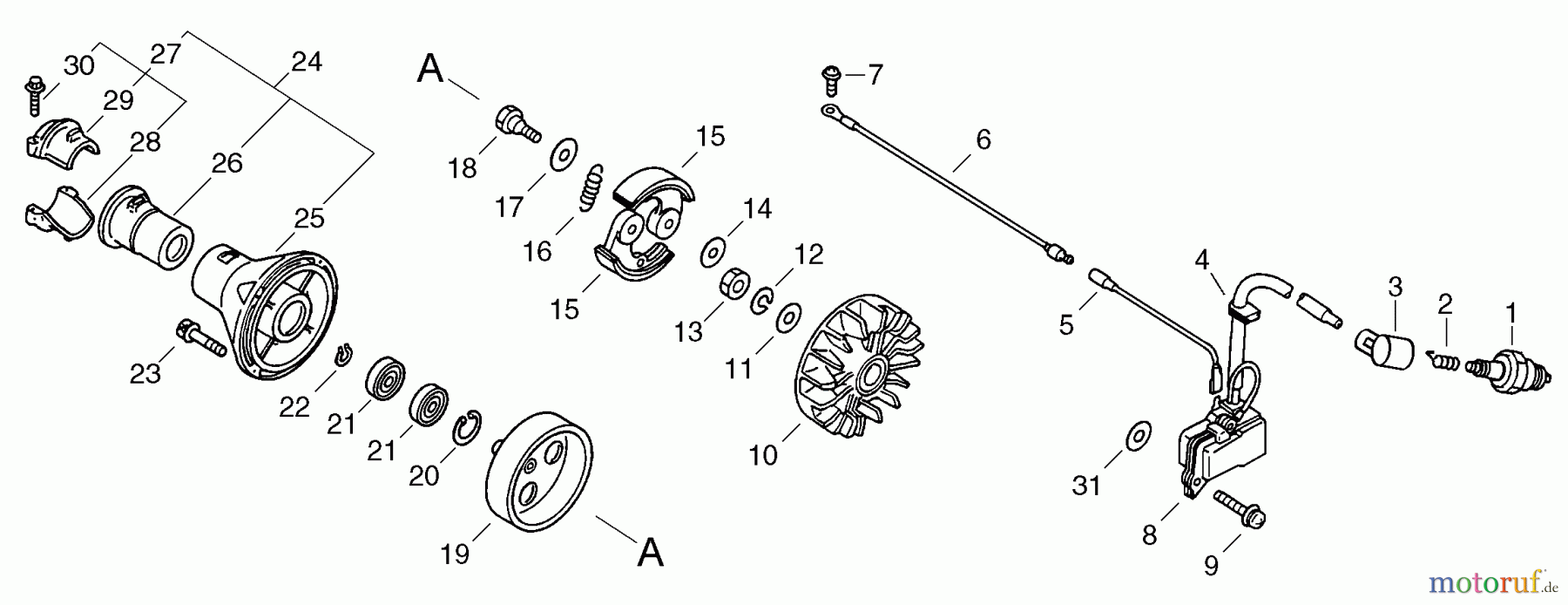 Echo Trimmer, Faden / Bürste SRM-4605 - Echo String Trimmer/Brush Cutter, Clutch, Flywheel, Ignition