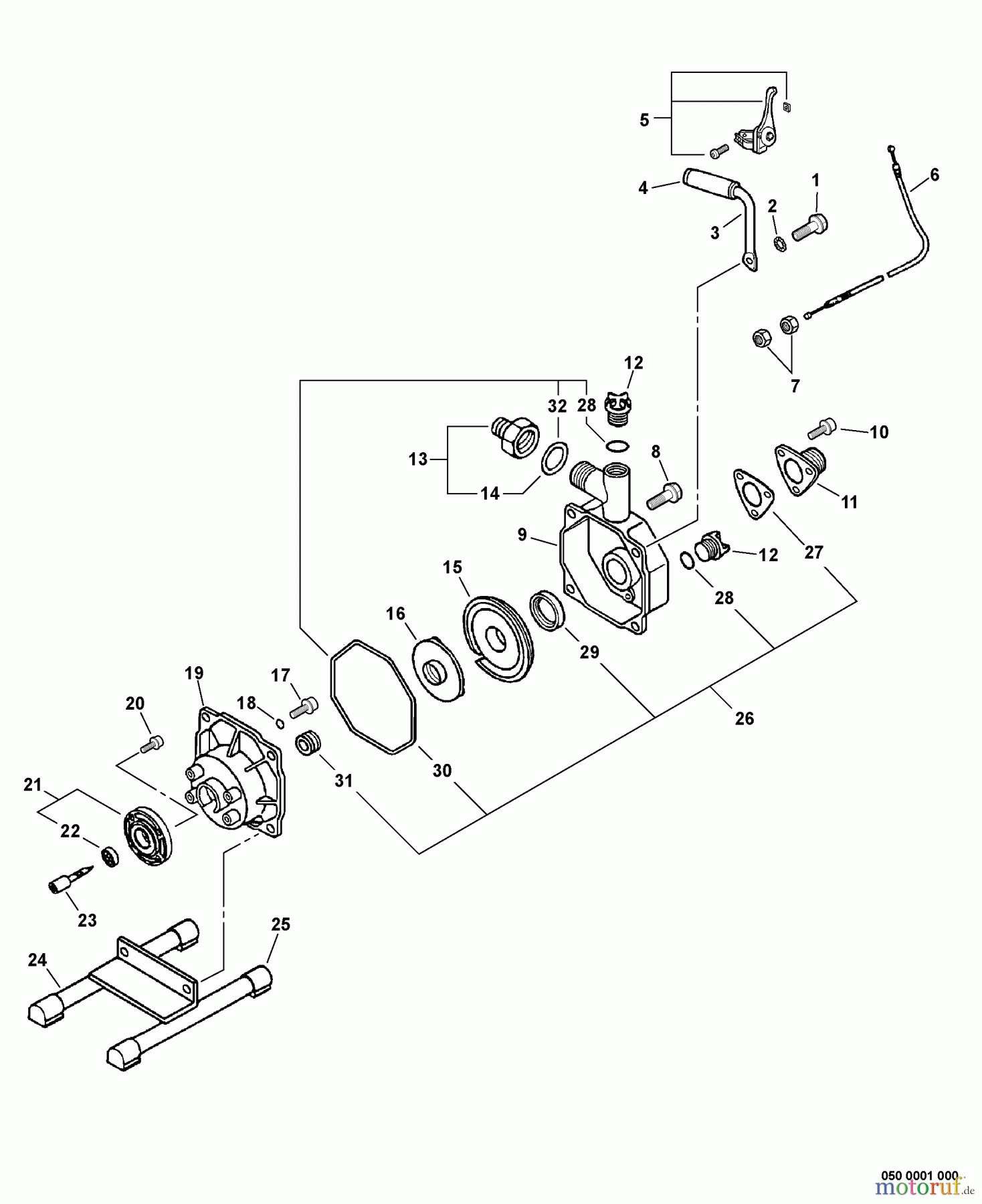 Echo Wasserpumpen WP-1000 - Echo Water Pump, S/N: 501001-599999 (Canada: 01001-99999) (Type 1E) Pump S/N: 501001 - 512972, Canada: 01001 - 14735
