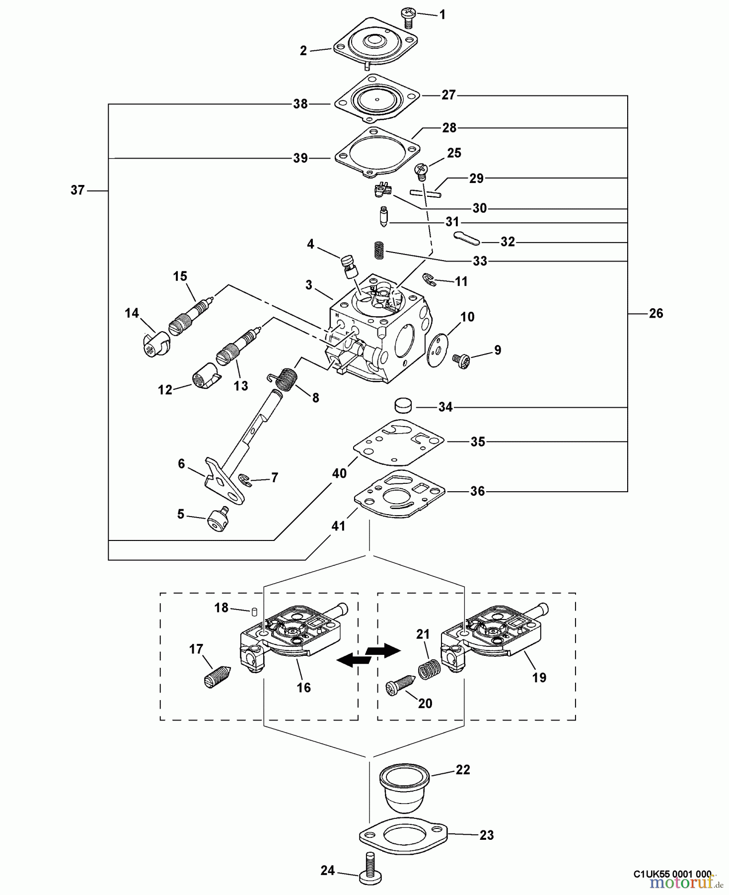 Echo Wasserpumpen WP-1000 - Echo Water Pump, S/N: W15103001001 - W15103999999 (Type 1E) Carburetor -- C1U-K55