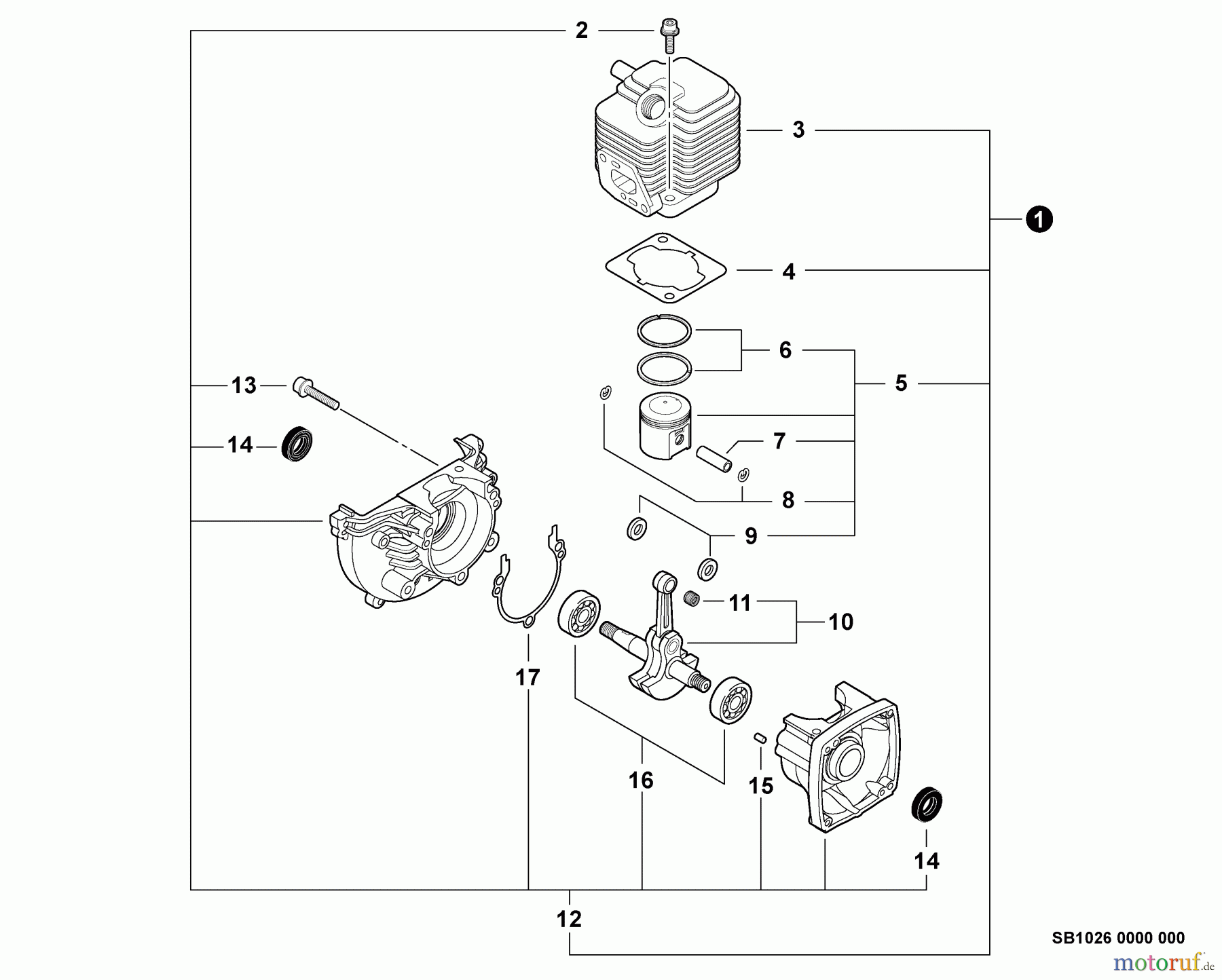 Echo Wasserpumpen WP-1000 - Echo Water Pump (Type 1) Engine, Short Block -- SB1026 S/N: 010406 - 999999