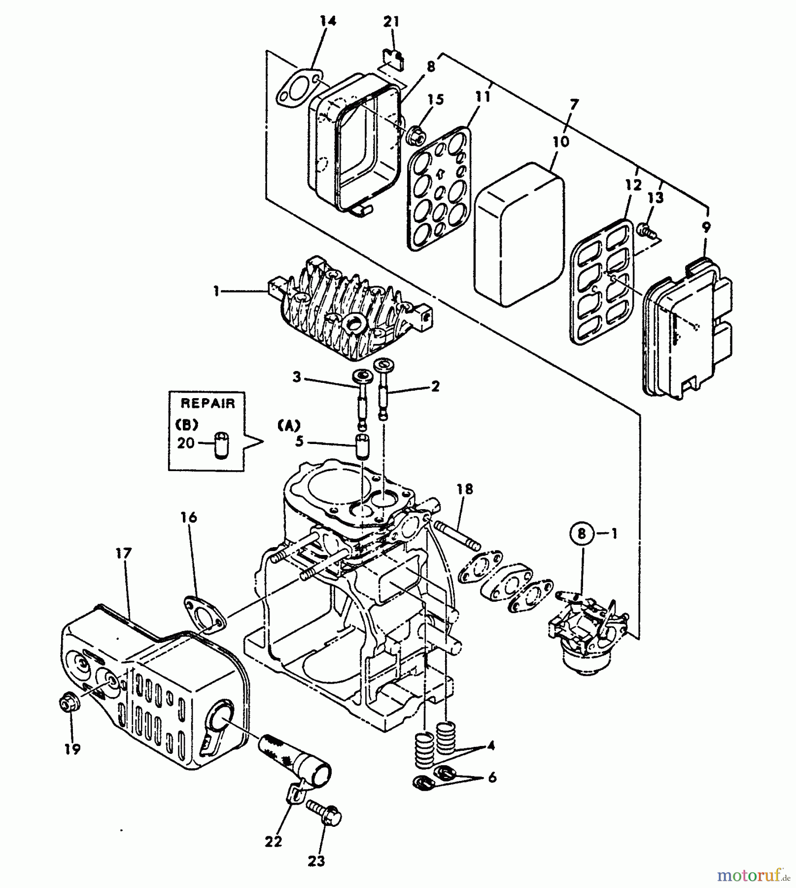 Echo Wasserpumpen WP-1500 - Echo Water Pump, S/N: 00000 - 02431 Air Cleaner, Cylinder Head, Exhaust, Intake