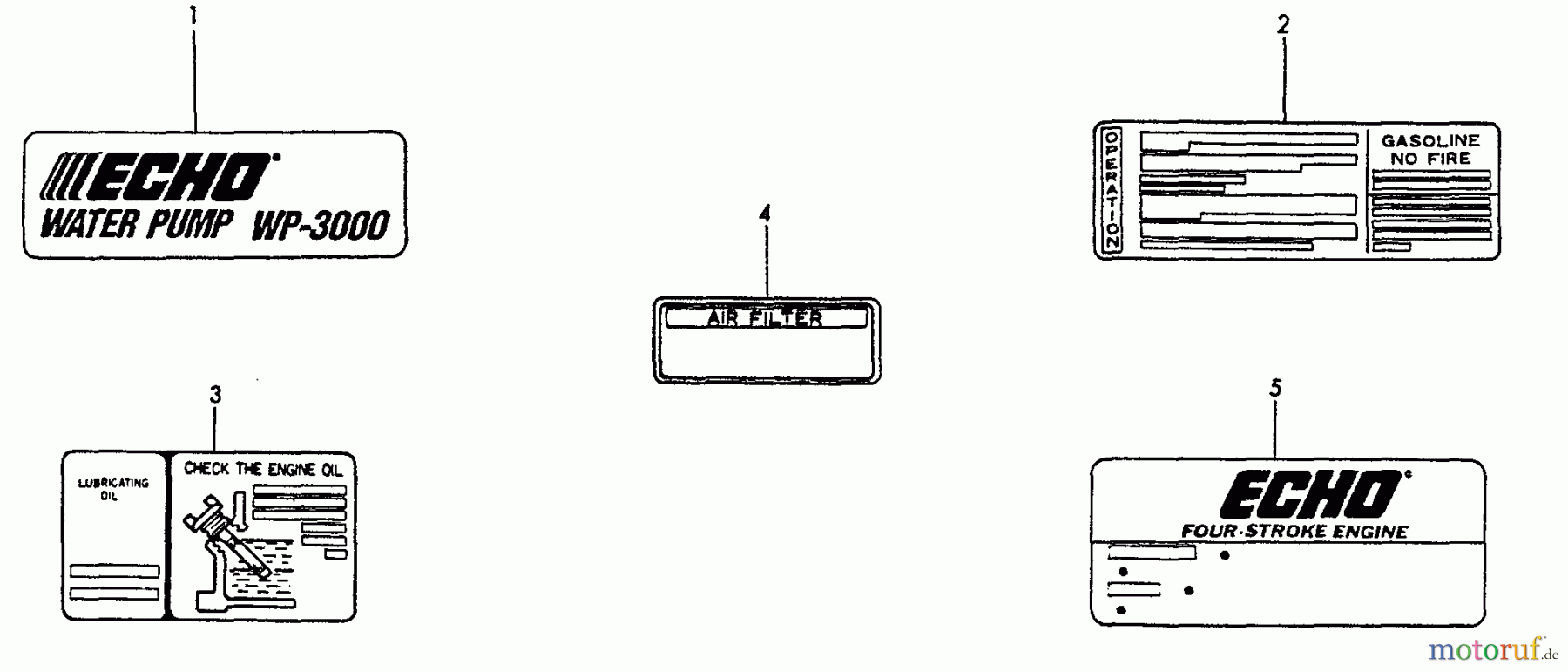 Echo Wasserpumpen WP-3000 - Echo Water Pump, S/N: F7299 - F9999 Label