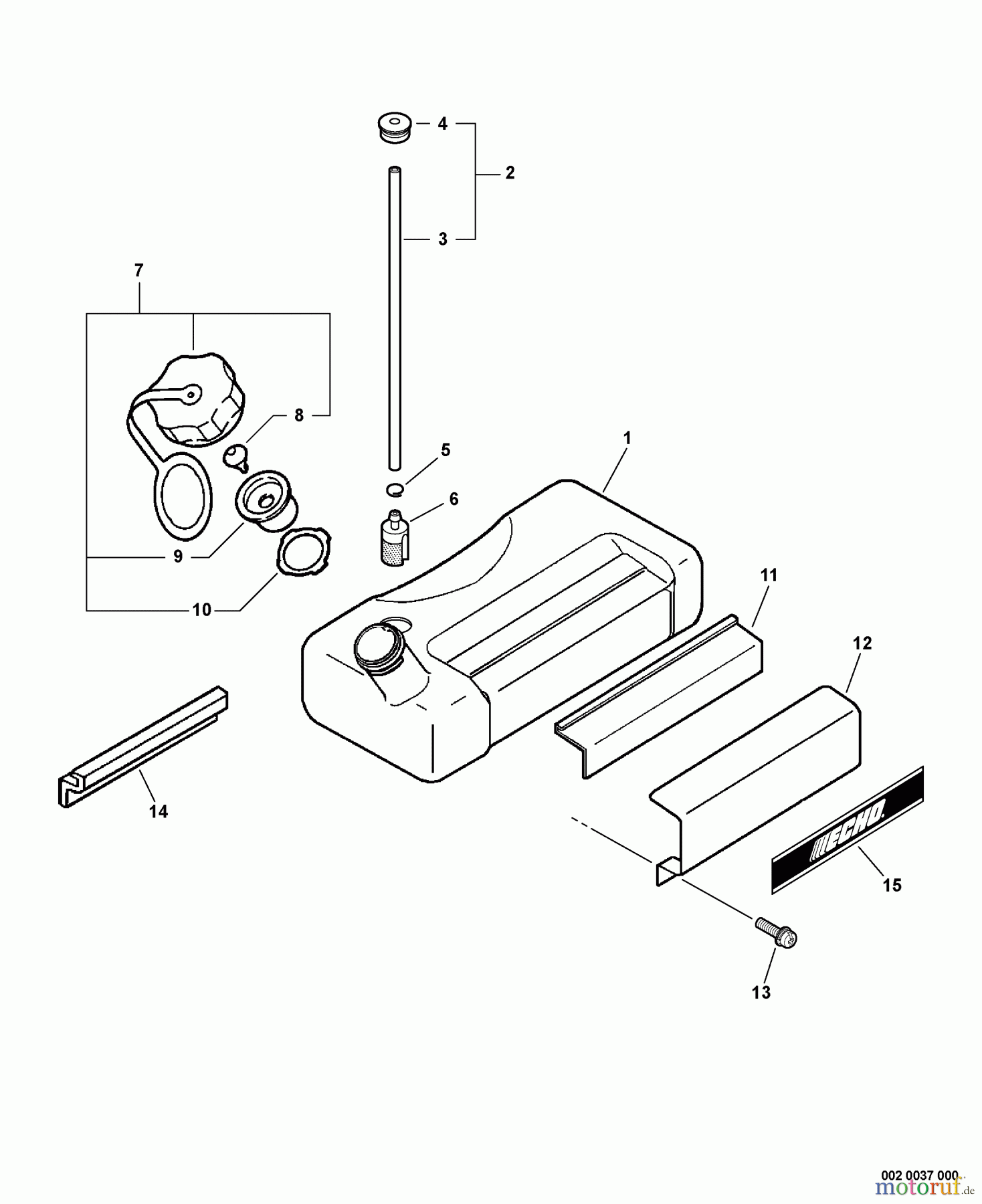  Echo Bläser / Sauger / Häcksler / Mulchgeräte	 PB-410 - Echo Back Pack Blower, S/N: P07911001001 - P07911999999 Fuel System