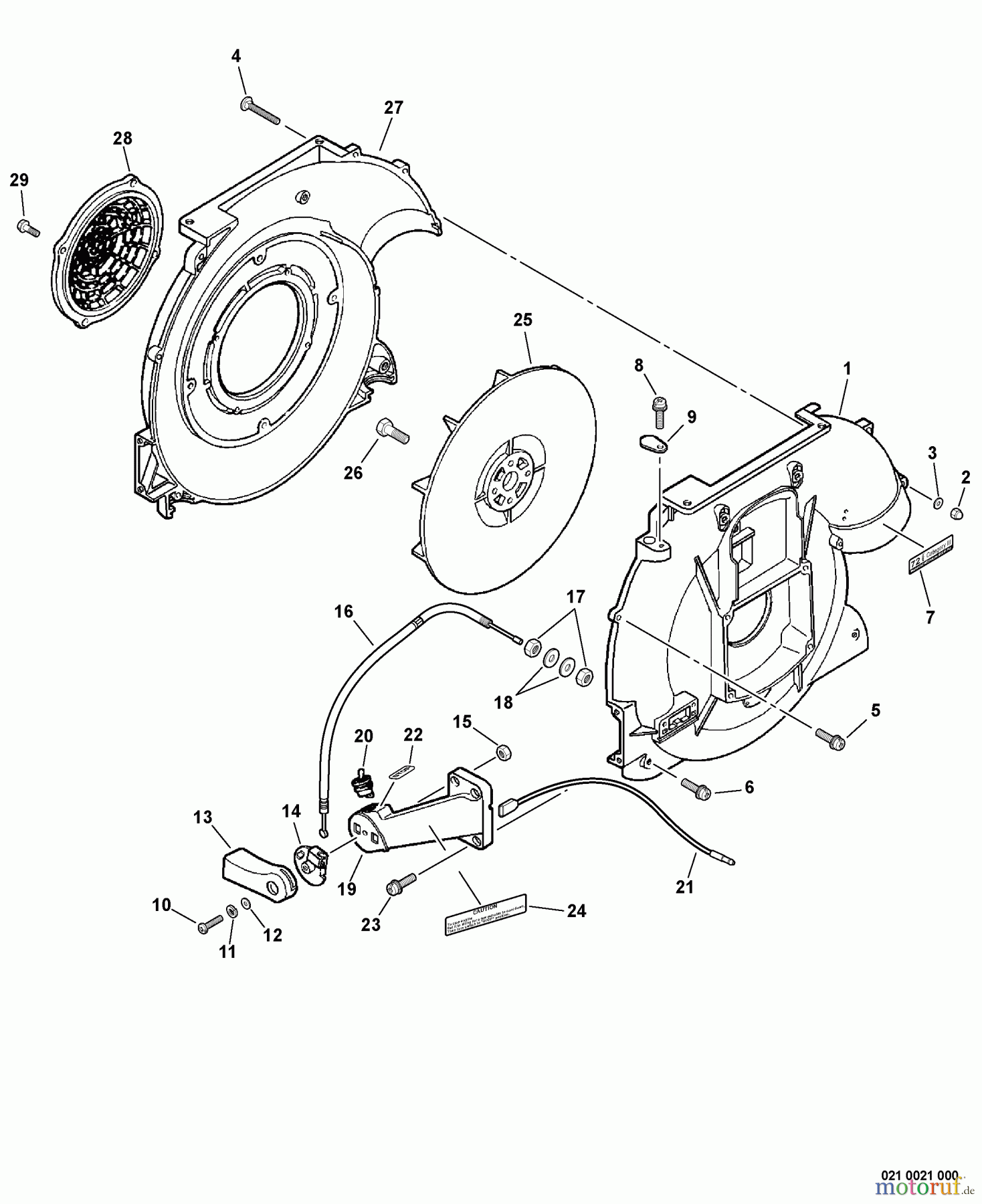 Echo Bläser / Sauger / Häcksler / Mulchgeräte PB-410 - Echo Back Pack Blower, S/N: P07911001001 - P07911999999 Fan Cover, Throttle Control