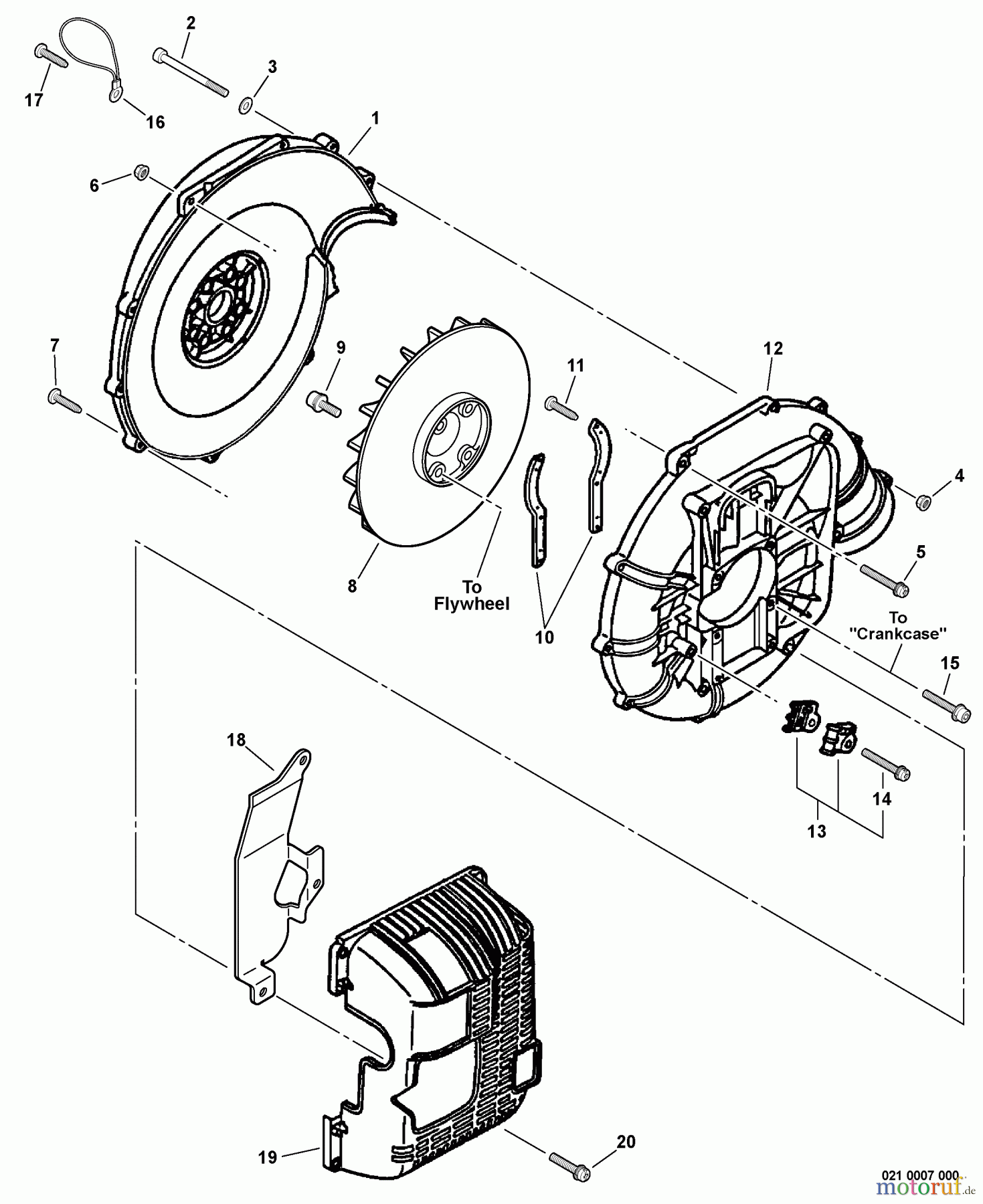Echo Bläser / Sauger / Häcksler / Mulchgeräte PB-413T - Echo Back Pack Blower, S/N: 09001001 - 09999999 Fan Case, Blower Fan, Engine Cover