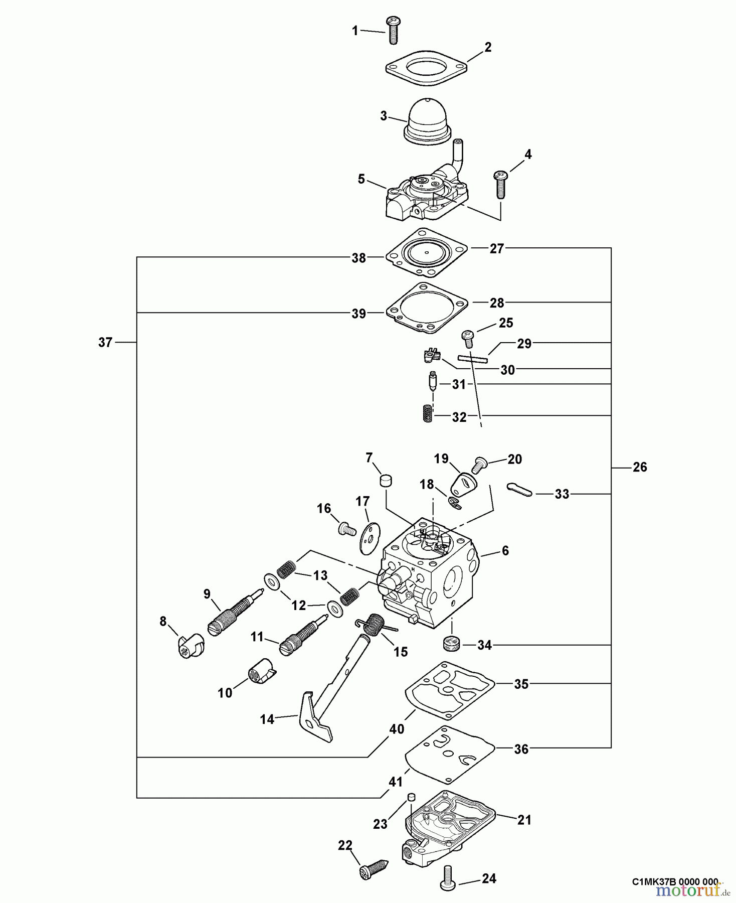  Echo Bläser / Sauger / Häcksler / Mulchgeräte	 PB-46LN  S/N: 001001 - 999999 Carburetor -- C1M-K37B