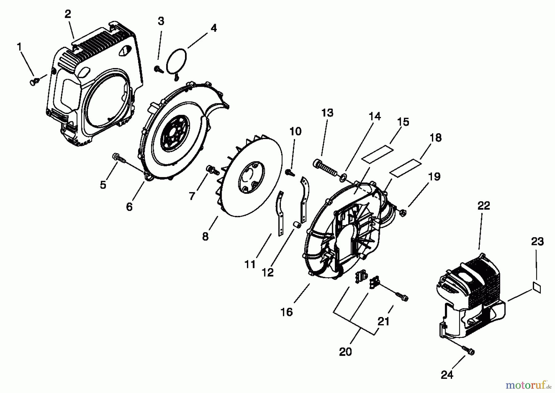 Echo Bläser / Sauger / Häcksler / Mulchgeräte	 PB-500 - Echo Back Pack Blower, S/N: P02837001001 - P02837002000 Fan Case