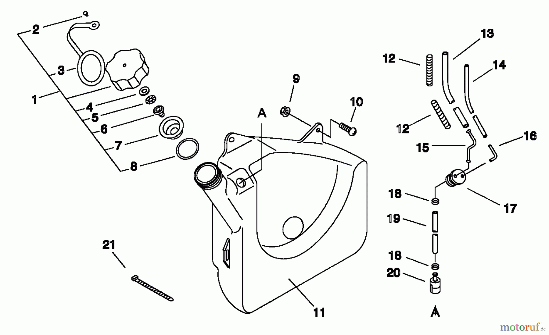 Echo Bläser / Sauger / Häcksler / Mulchgeräte	 PB-500 - Echo Back Pack Blower, S/N: P02837001001 - P02837002000 Fuel Tank
