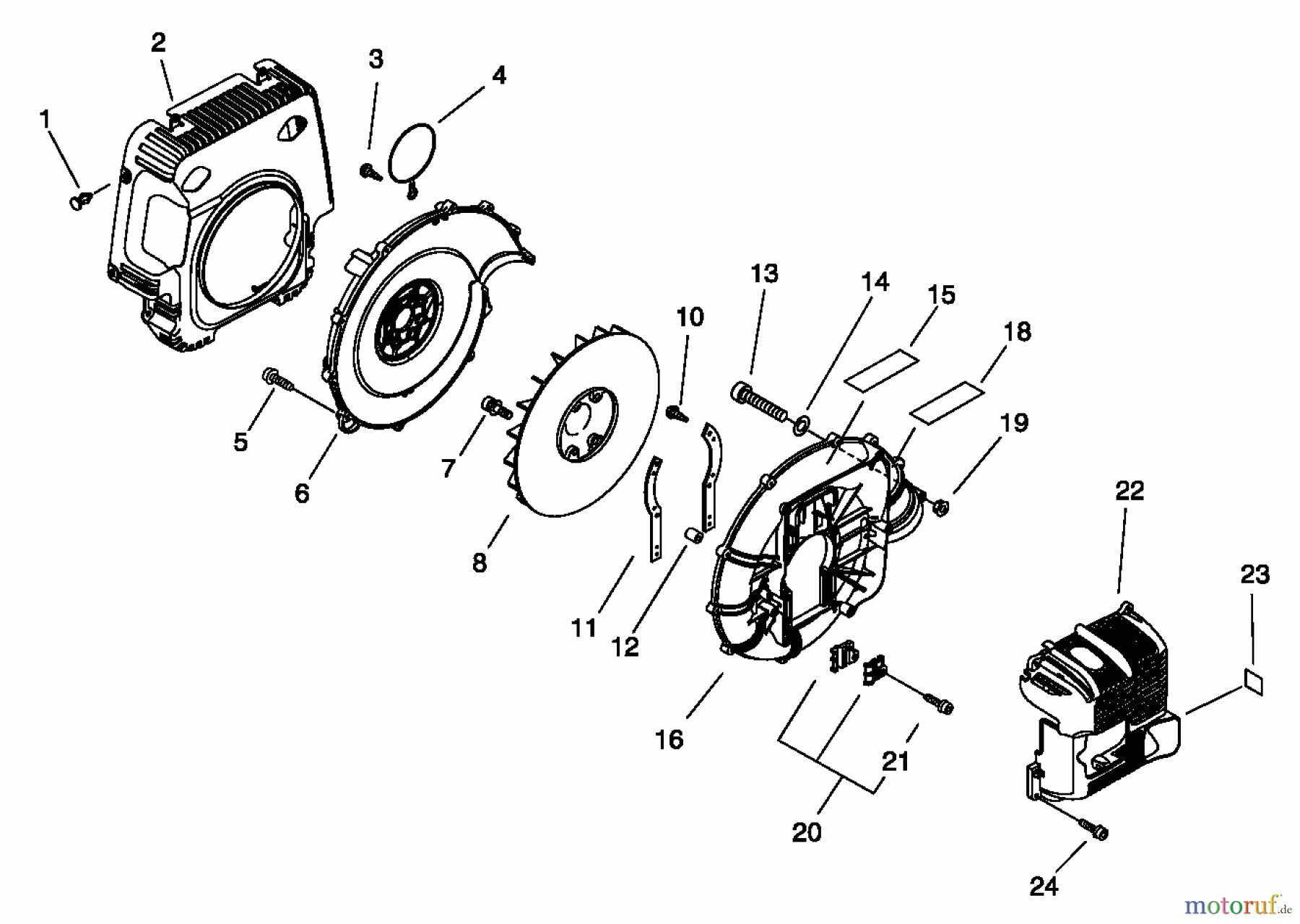  Echo Bläser / Sauger / Häcksler / Mulchgeräte	 PB-500 - Echo Back Pack Blower, S/N: P02837002001 - P02837999999 Fan Case