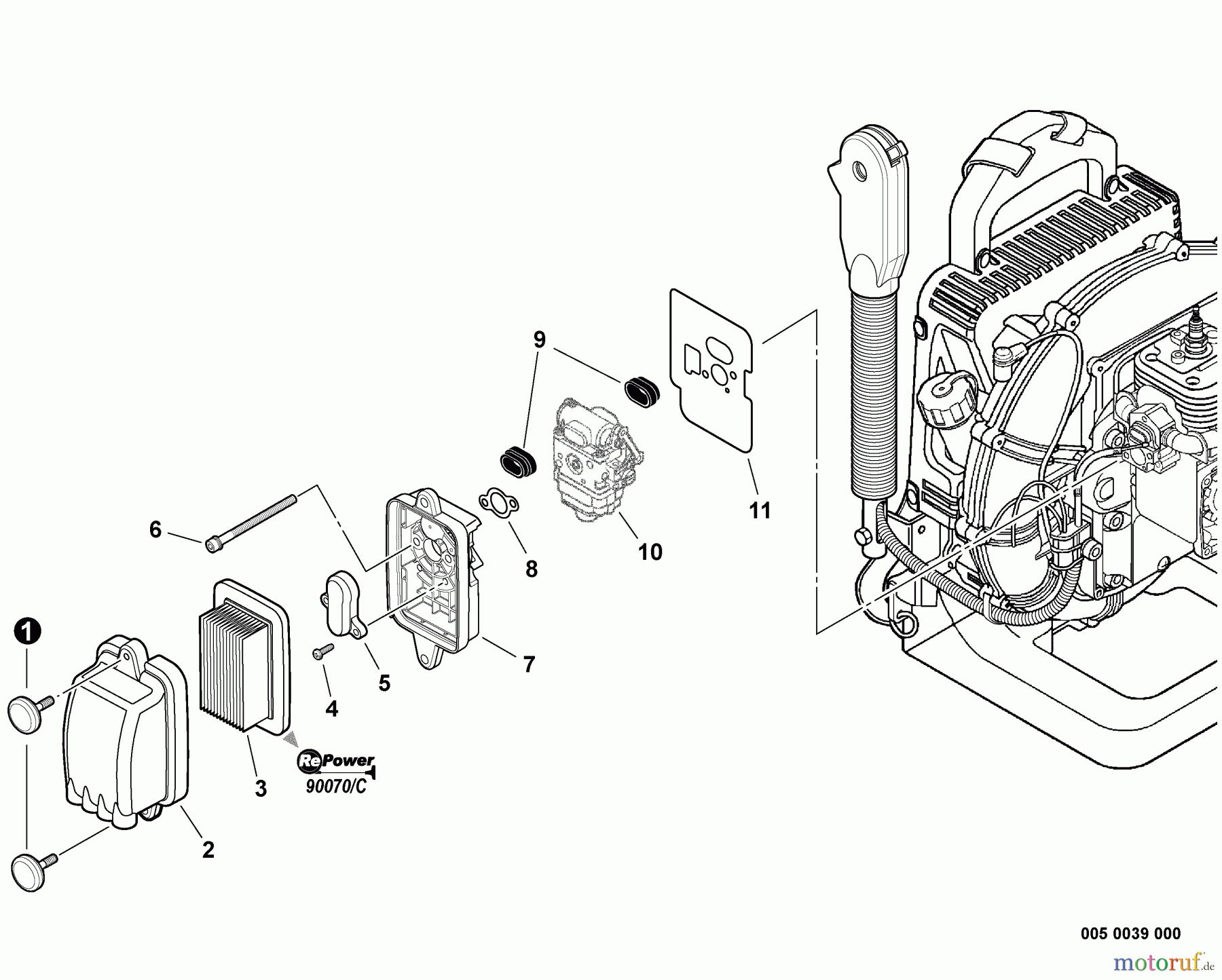 Echo Bläser / Sauger / Häcksler / Mulchgeräte PB-500H - Echo Back Pack Blower, S/N: P02311001001 - P02311999999 Intake