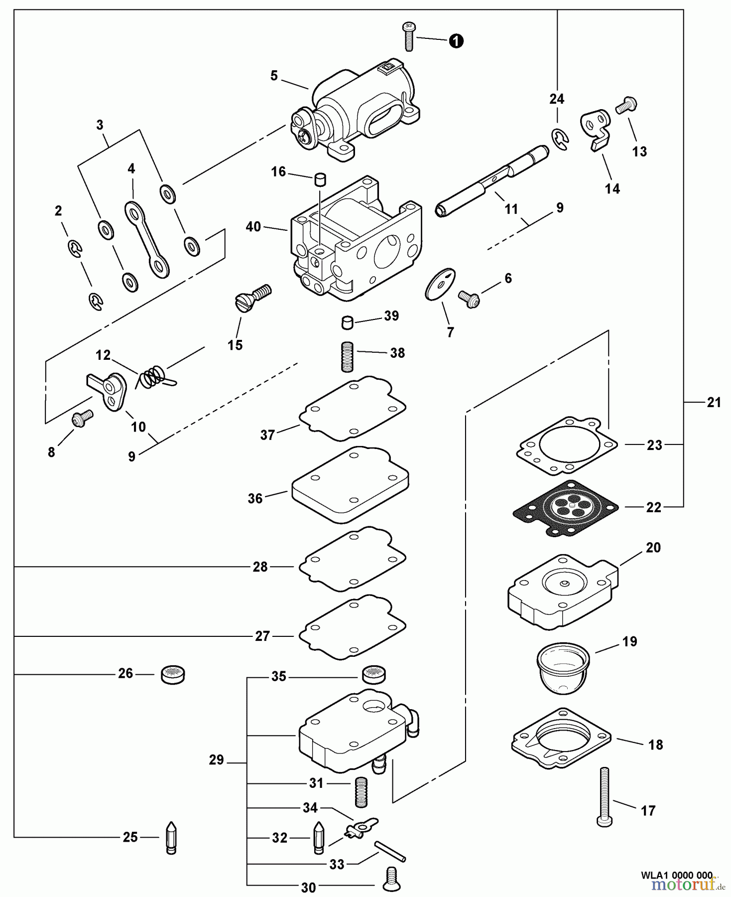 Echo Bläser / Sauger / Häcksler / Mulchgeräte PB-500T - Echo Back Pack Blower, S/N: P32911001001 - P32911999999 Carburetor -- WLA-1