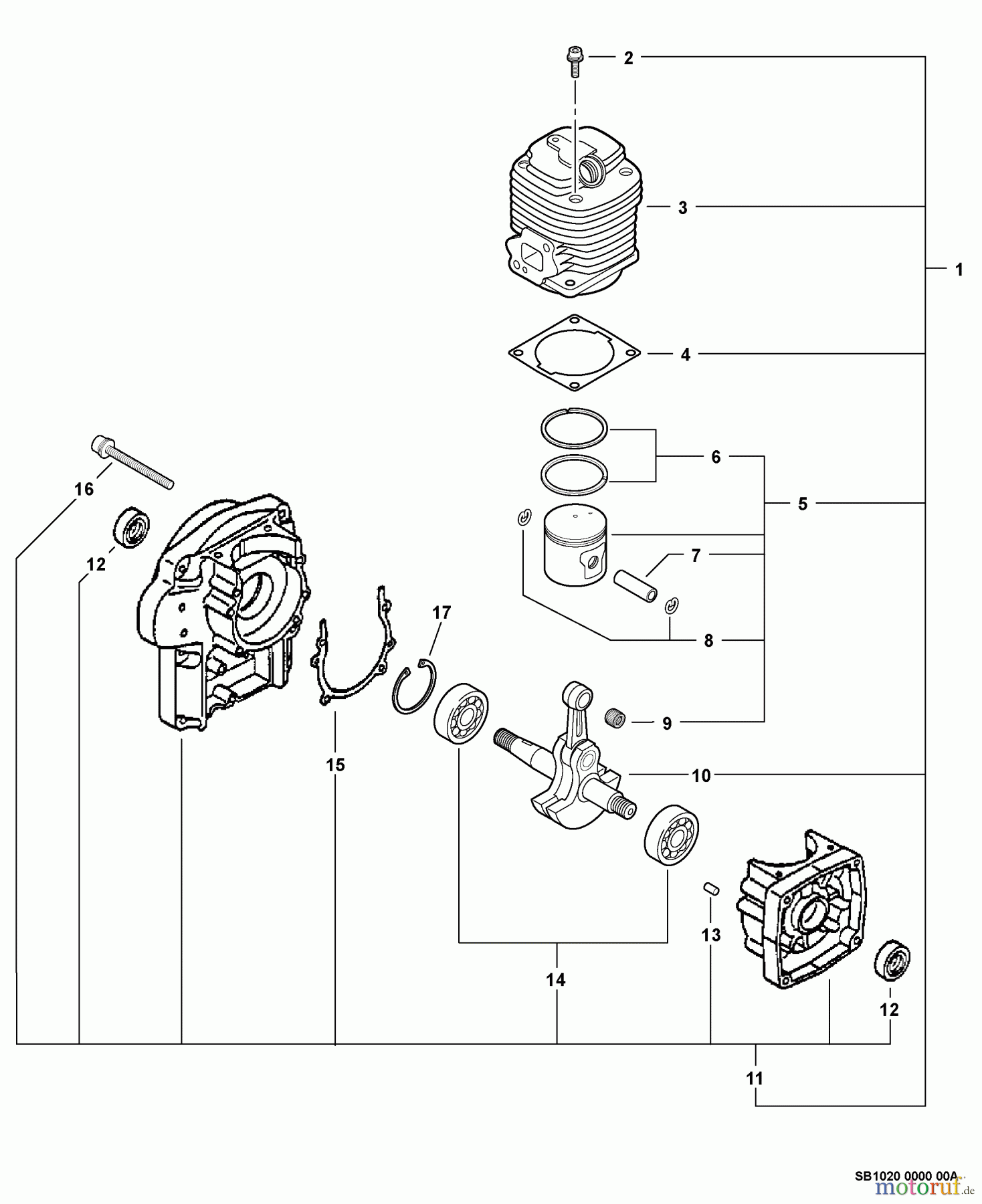 Echo Bläser / Sauger / Häcksler / Mulchgeräte PB-6000 - Echo Back Pack Blower (Type 1) Engine, Short Block -- SB1020 S/N: 001001 - 013789