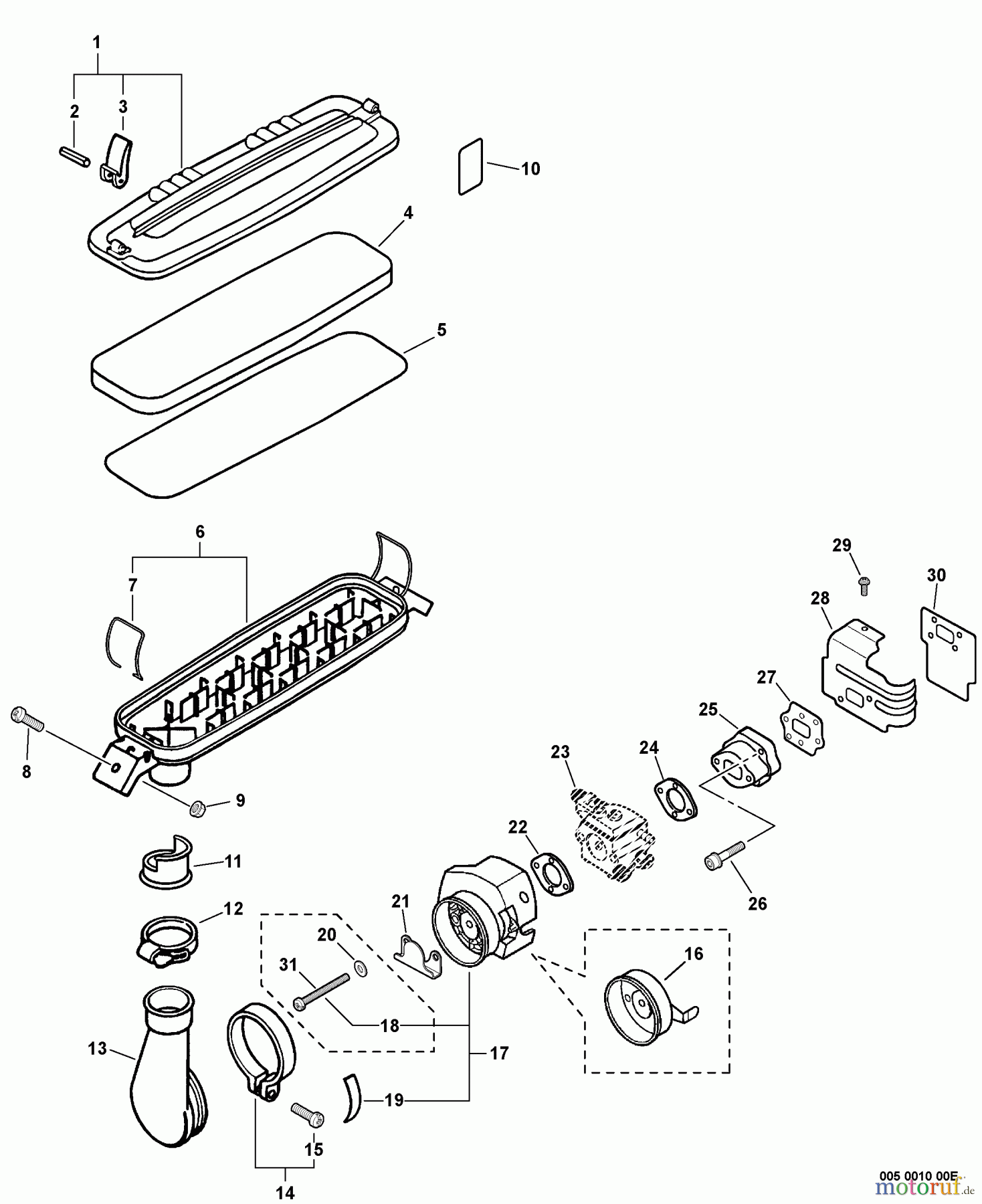 Echo Bläser / Sauger / Häcksler / Mulchgeräte PB-6000 - Echo Back Pack Blower (Type 1E) Intake S/N: 001001 - 017550