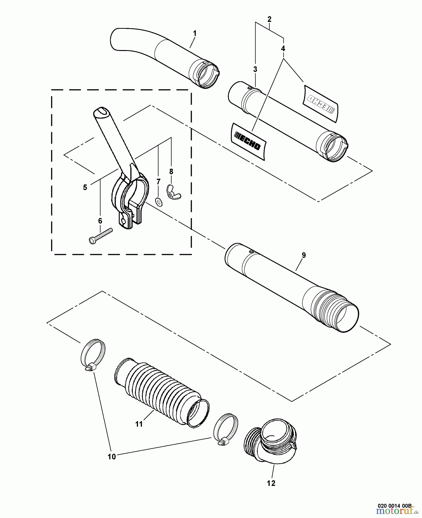 Echo Bläser / Sauger / Häcksler / Mulchgeräte PB-6000 - Echo Back Pack Blower (Type 1) Blower Tubes