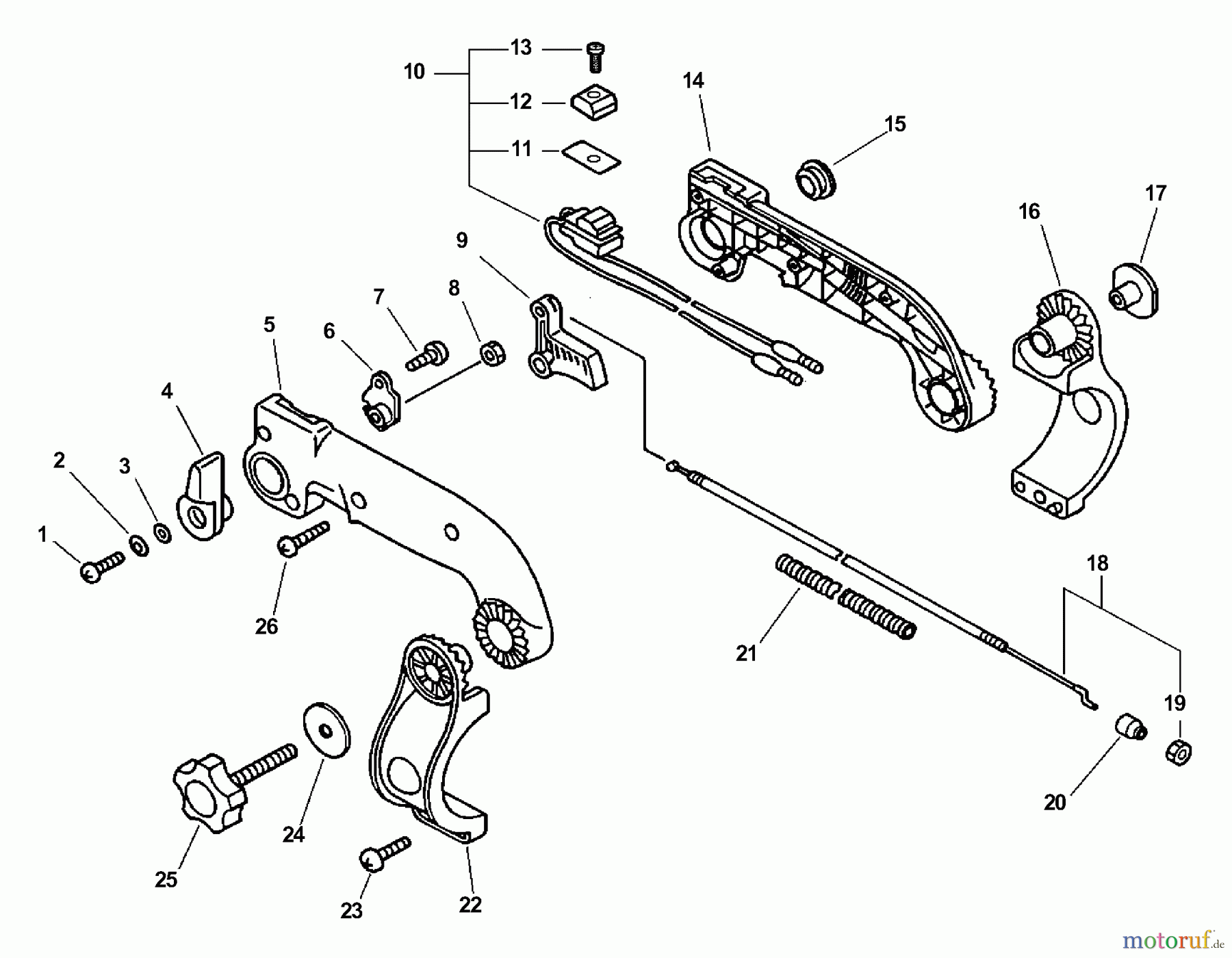 Echo Bläser / Sauger / Häcksler / Mulchgeräte	 PB-603 - Echo Back Pack Blower, S/N: 03001001 - 03999999 Handle, Ignition Switch, Throttle Cable