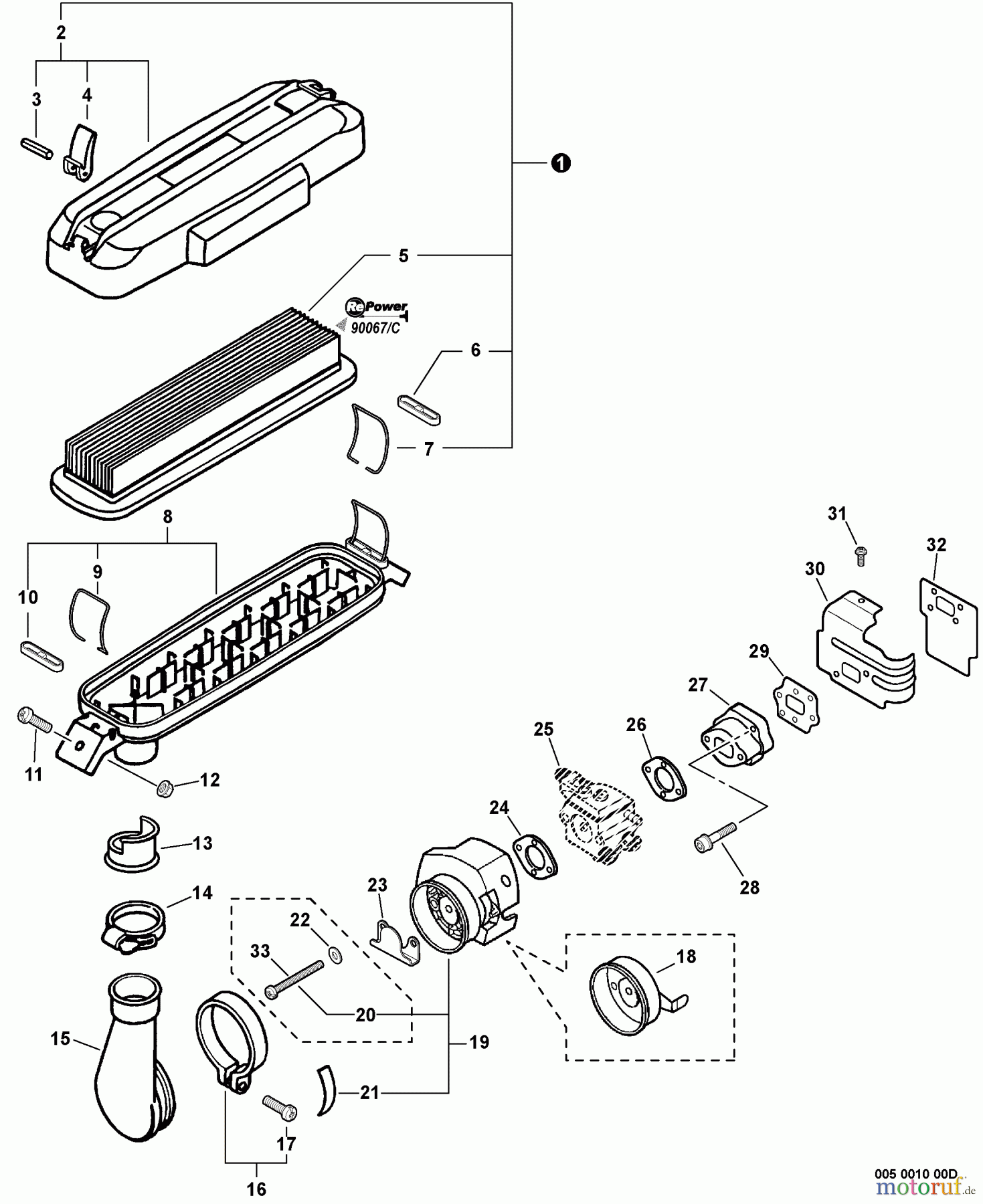 Echo Bläser / Sauger / Häcksler / Mulchgeräte PB-6000 - Echo Back Pack Blower (Type 1E) Intake S/N: 017551 - 999999
