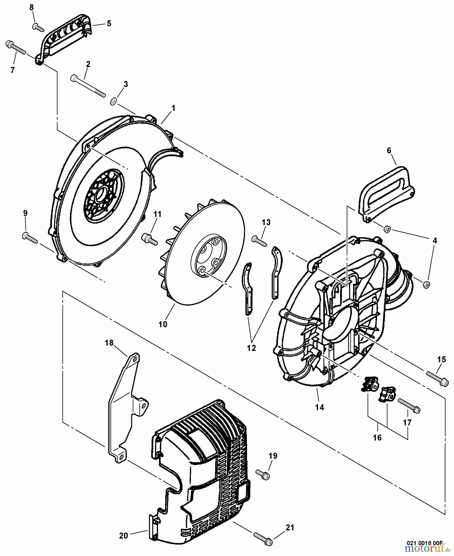 Echo Bläser / Sauger / Häcksler / Mulchgeräte PB-601 - Echo Back Pack Blower Fan Case, Blower Fan, Engine Cover