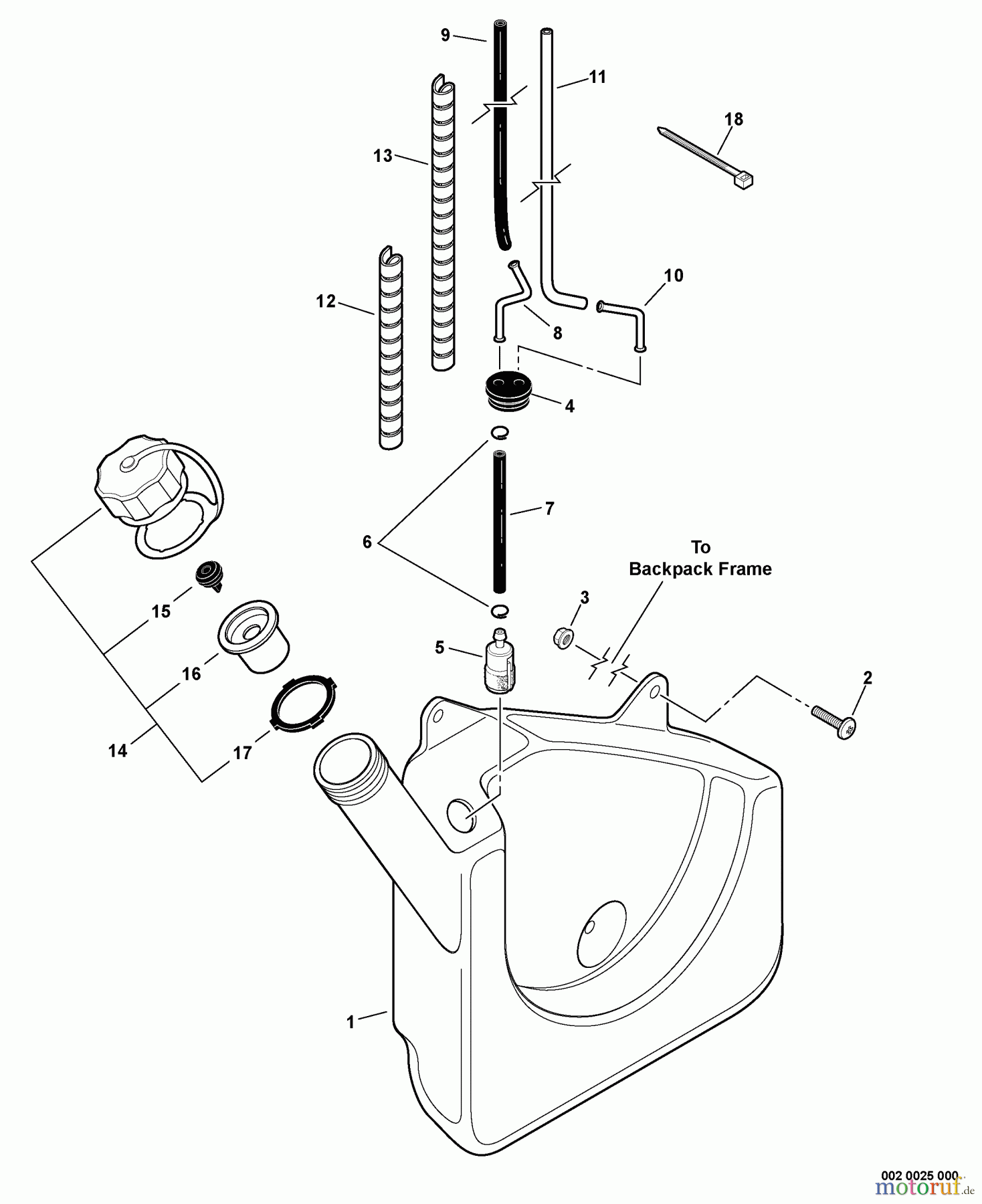 Echo Bläser / Sauger / Häcksler / Mulchgeräte PB-413T - Echo Back Pack Blower, S/N: P08111001001 - P08111999999 Fuel System