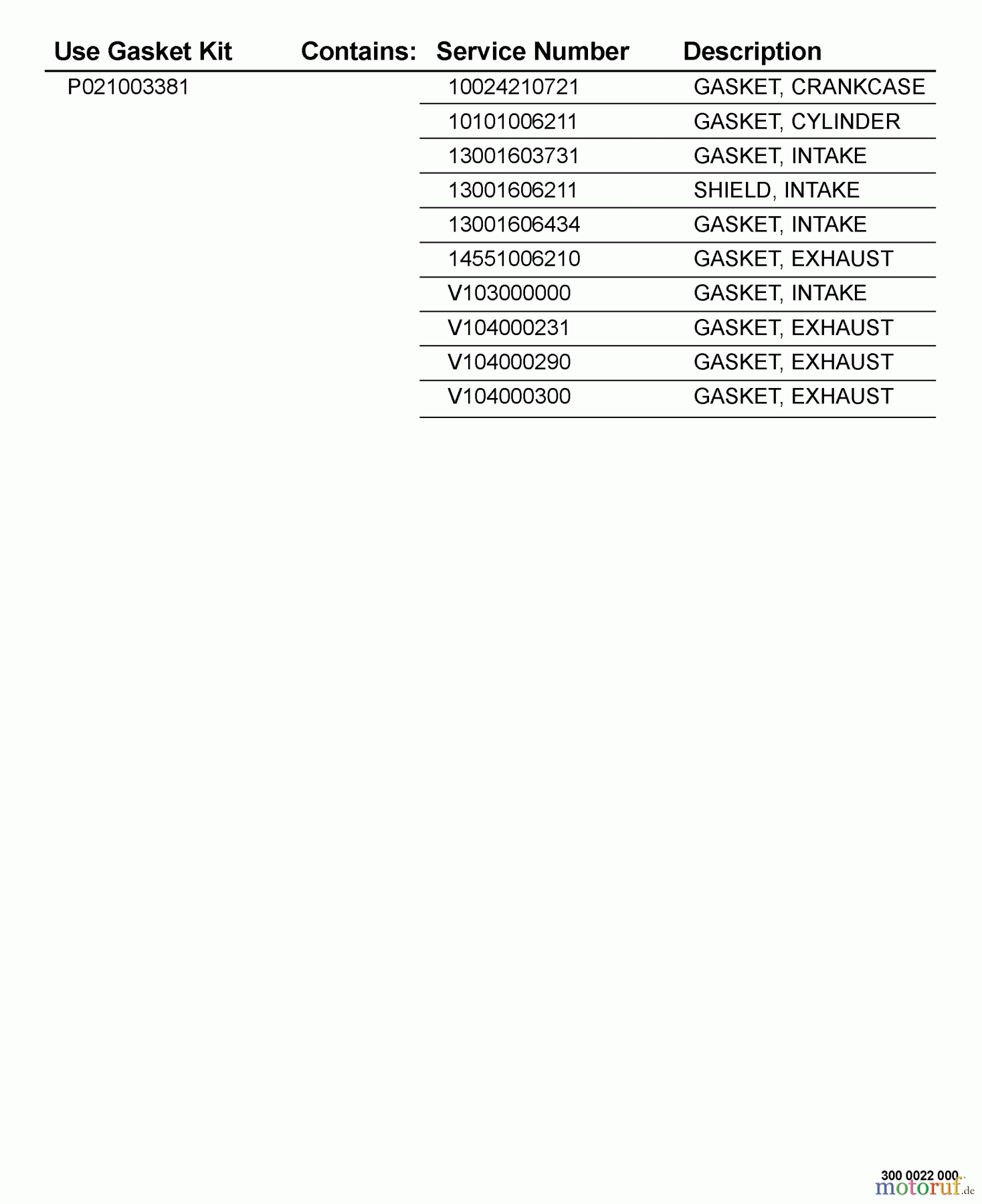 Echo Bläser / Sauger / Häcksler / Mulchgeräte PB-611 - Echo Back Pack Blower, S/N: 02001001 - 02999999 Gasket Kit -- P021003381